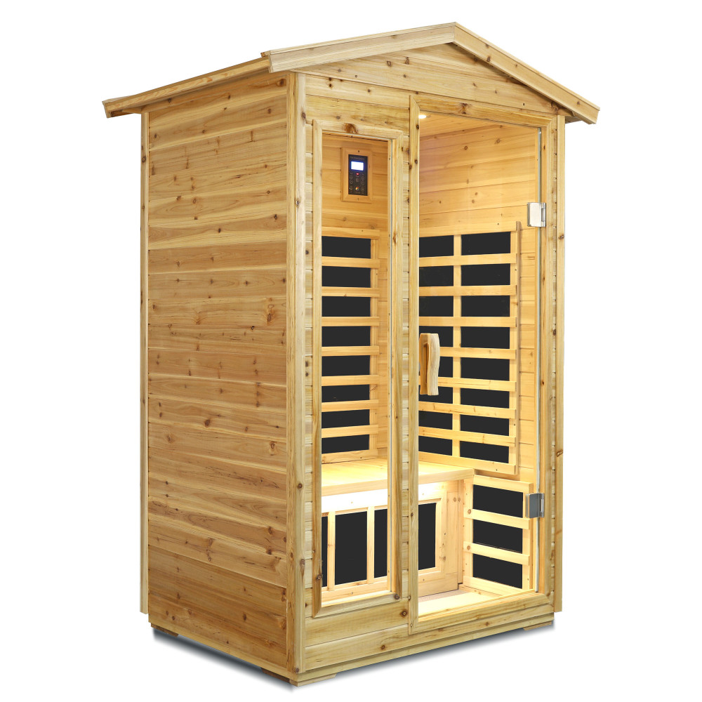 Moray 1-2 Person Outdoor Fir Infrared Sauna with 8 Far-infrared Carbon Crystal Heaters and Chromotherapy