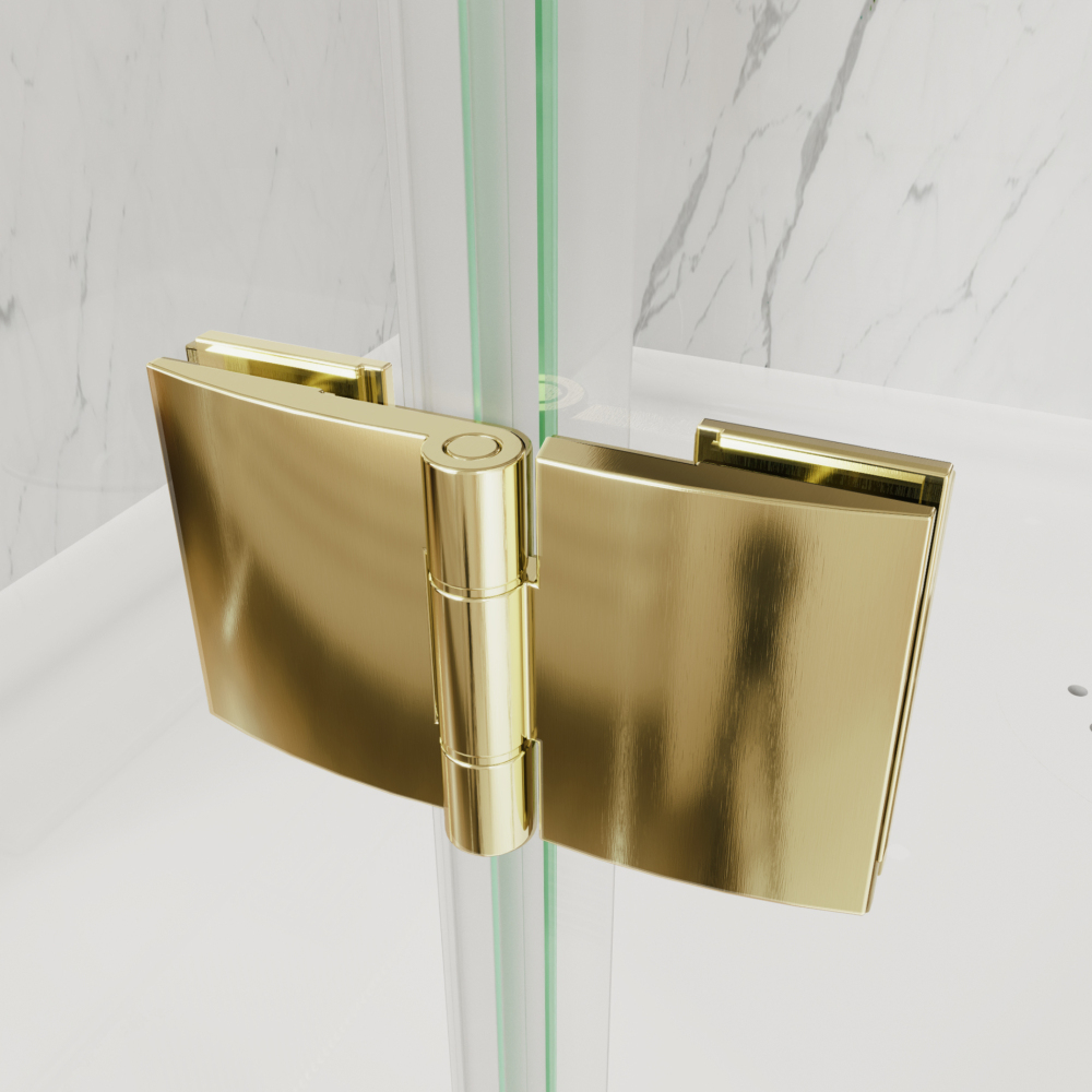 Xspracer 30 to 32 in. W x 72 in. H Bi-Fold Frameless Shower Door in Brushed Gold with Clear Glass