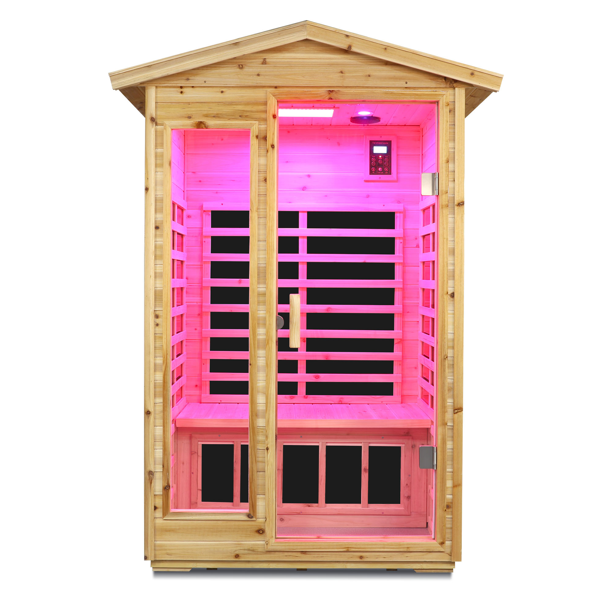 Moray 1-2 Person Outdoor Fir Infrared Sauna with 8 Far-infrared Carbon Crystal Heaters and Chromotherapy