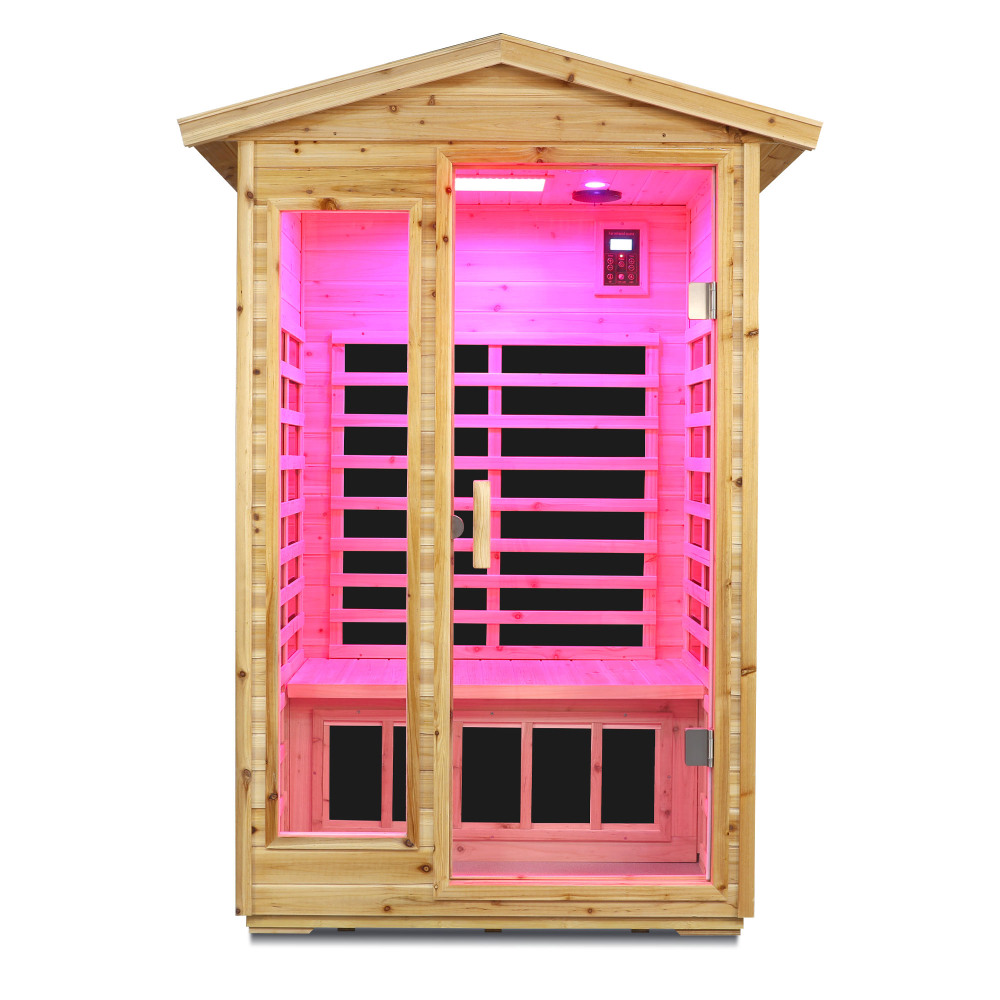 Moray 1-2 Person Outdoor Fir Infrared Sauna with 8 Far-infrared Carbon Crystal Heaters and Chromotherapy