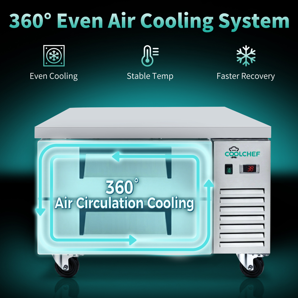 36 Inch Refrigerated Chef Base 2 Drawer Undercounter Refrigerator 6.5 Cu Ft 33 41F Ventilated Cooling R290