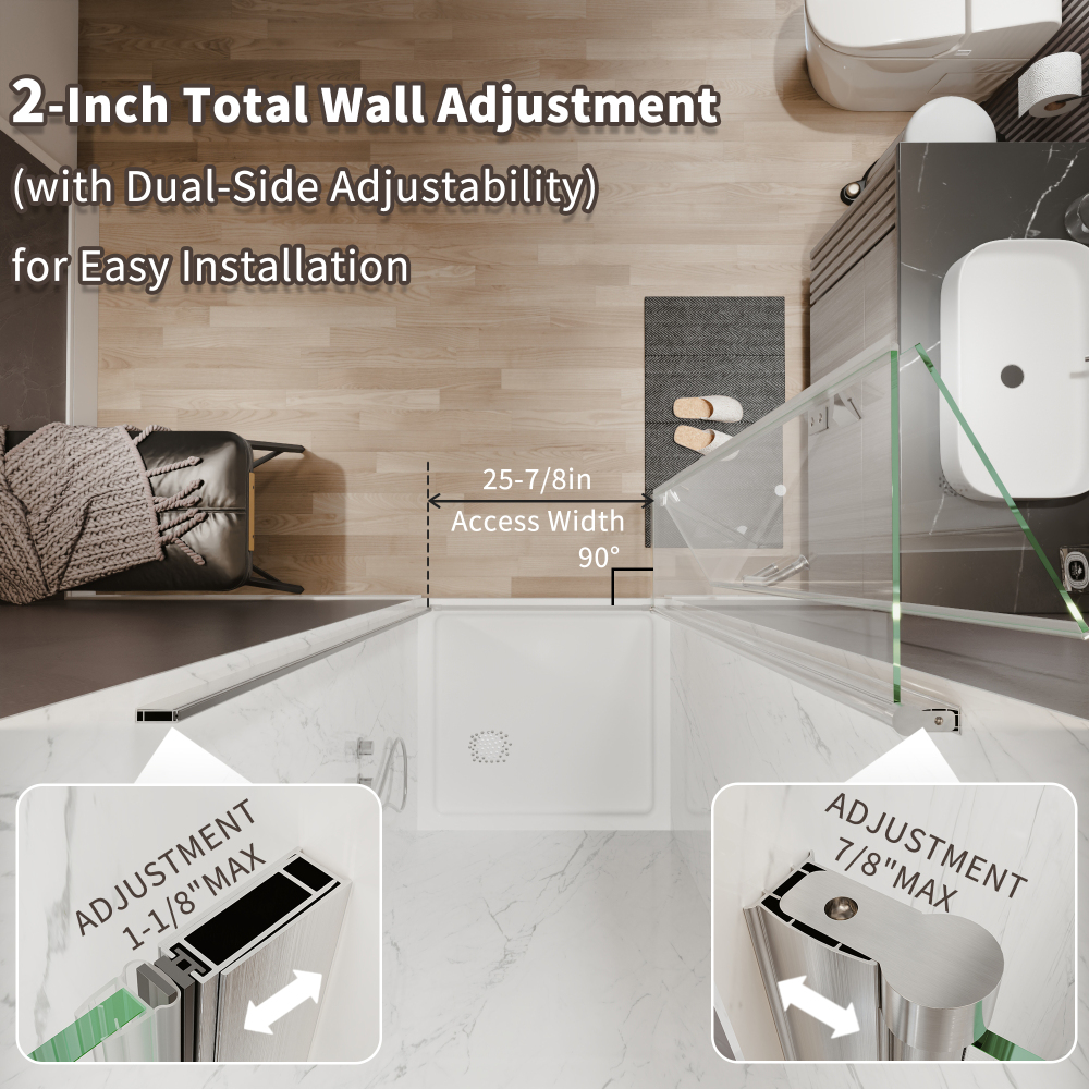 Xspracer 30 to 32 in. W x 72 in. H Bi-Fold Frameless Shower Door in Brushed Nickel with Clear Glass