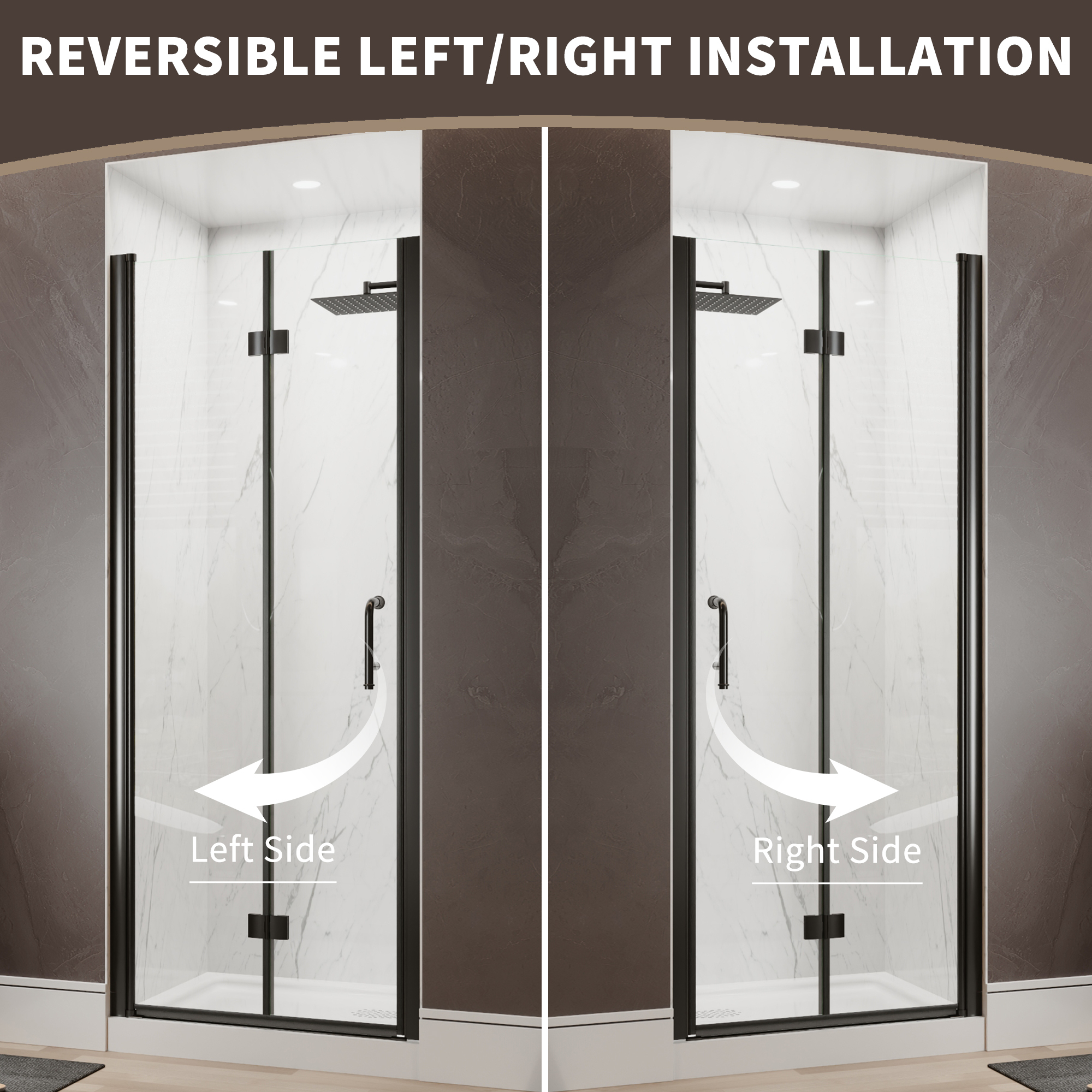 Xspracer 30 to 32 in. W x 72 in. H Bi-Fold Frameless Shower Door in Matte Black with Clear Glass