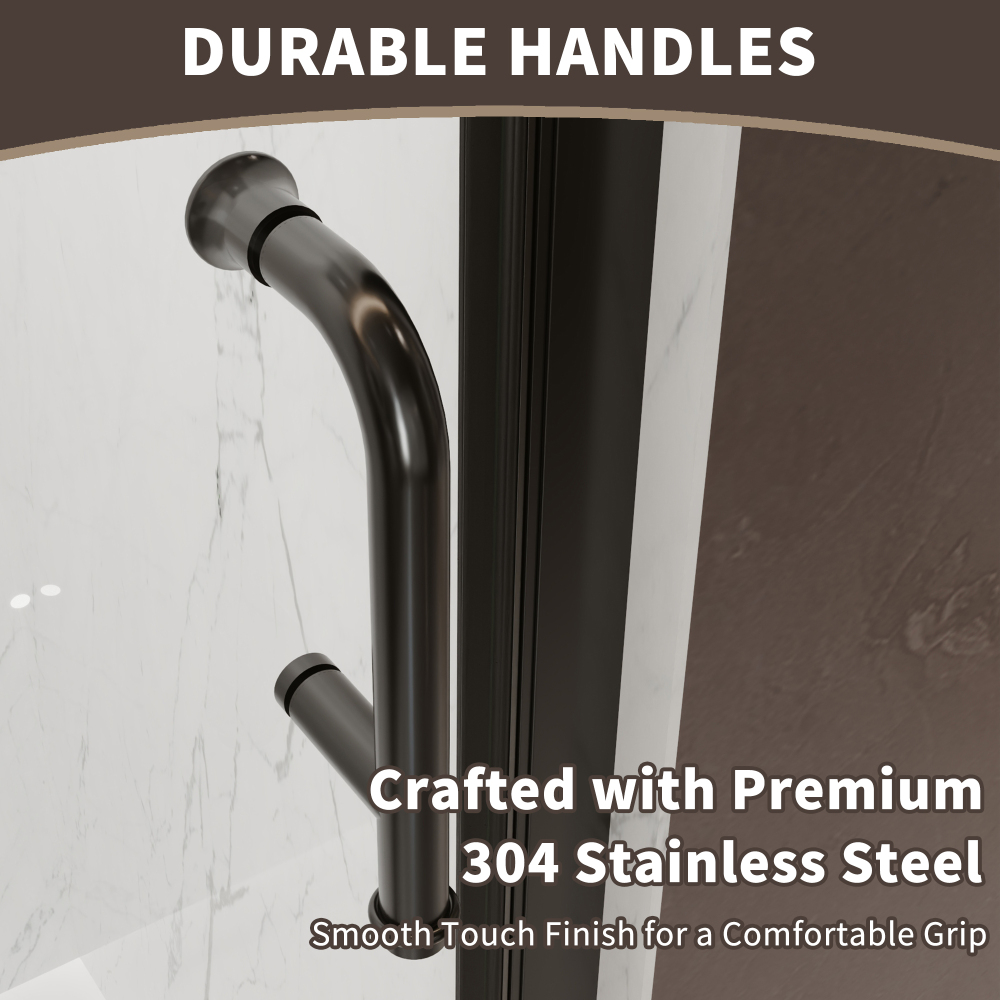 Xspracer 34 to 36 in. W x 72 in. H Bi-Fold Frameless Shower Door in Matte Black with Clear Glass