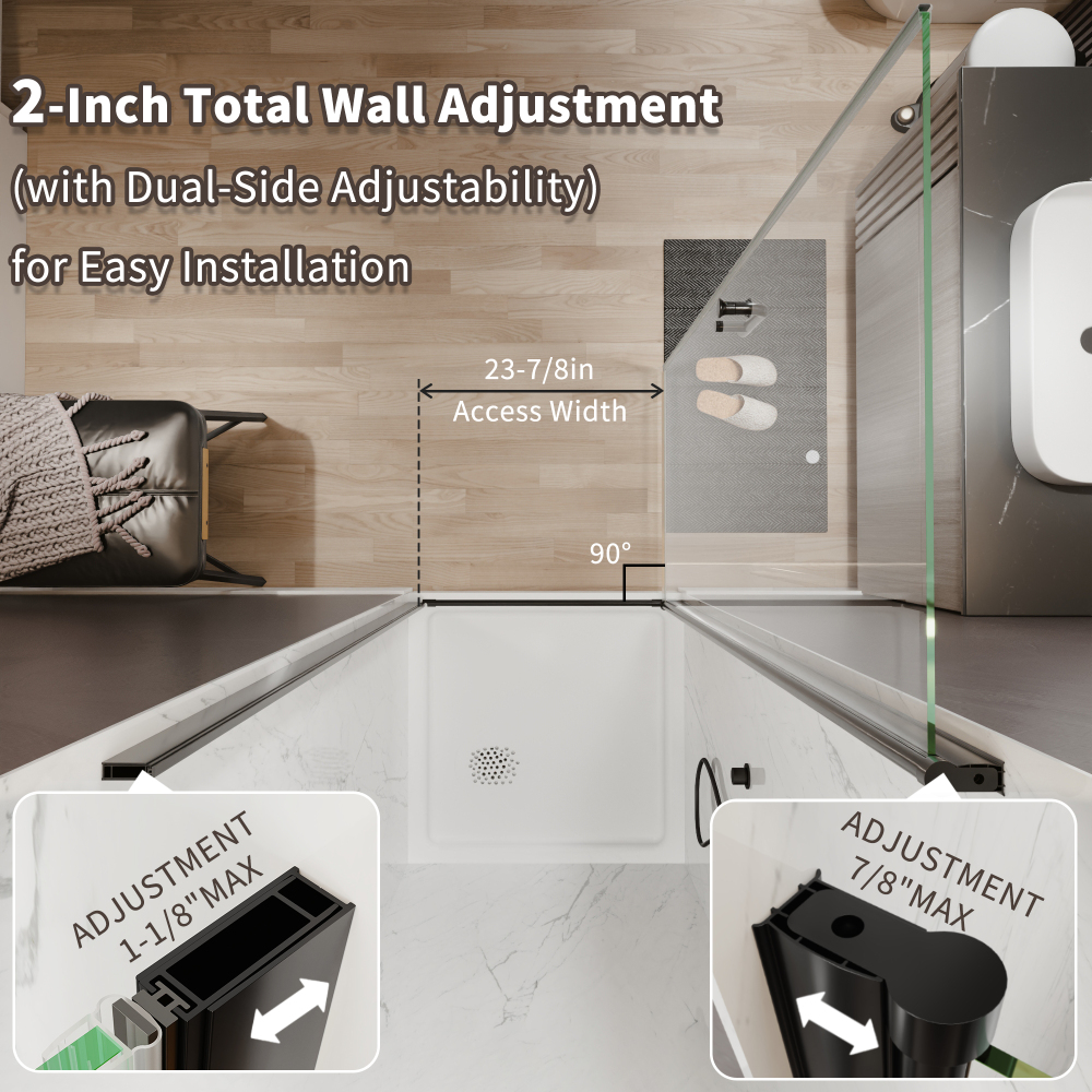 Xspracer 28 to 30 in. W x 72 in. H Pivot Swing Frameless Shower Door in Matte Black with Clear Glass