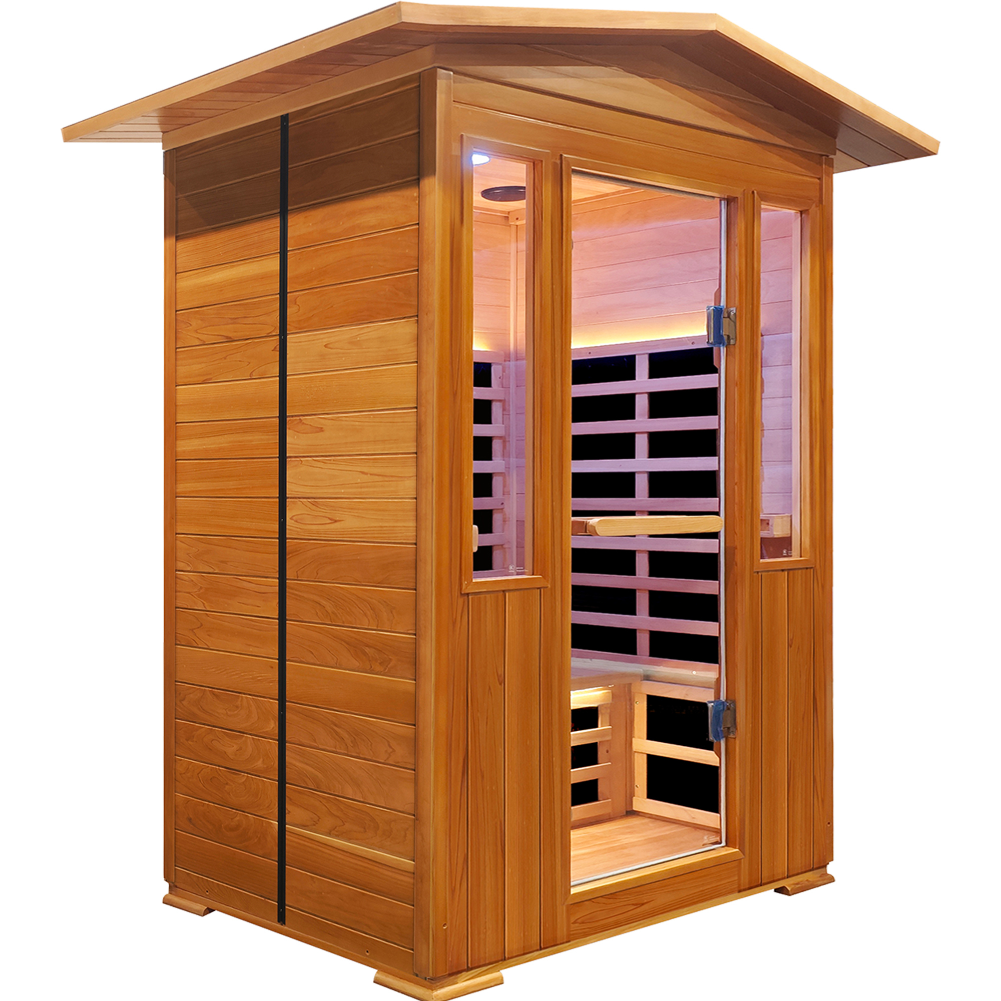 Moray 2-Person Outdoor Infrared Sauna in Red Cedar with Bluetooth Speakers, 9-Heating Panels, 2250W