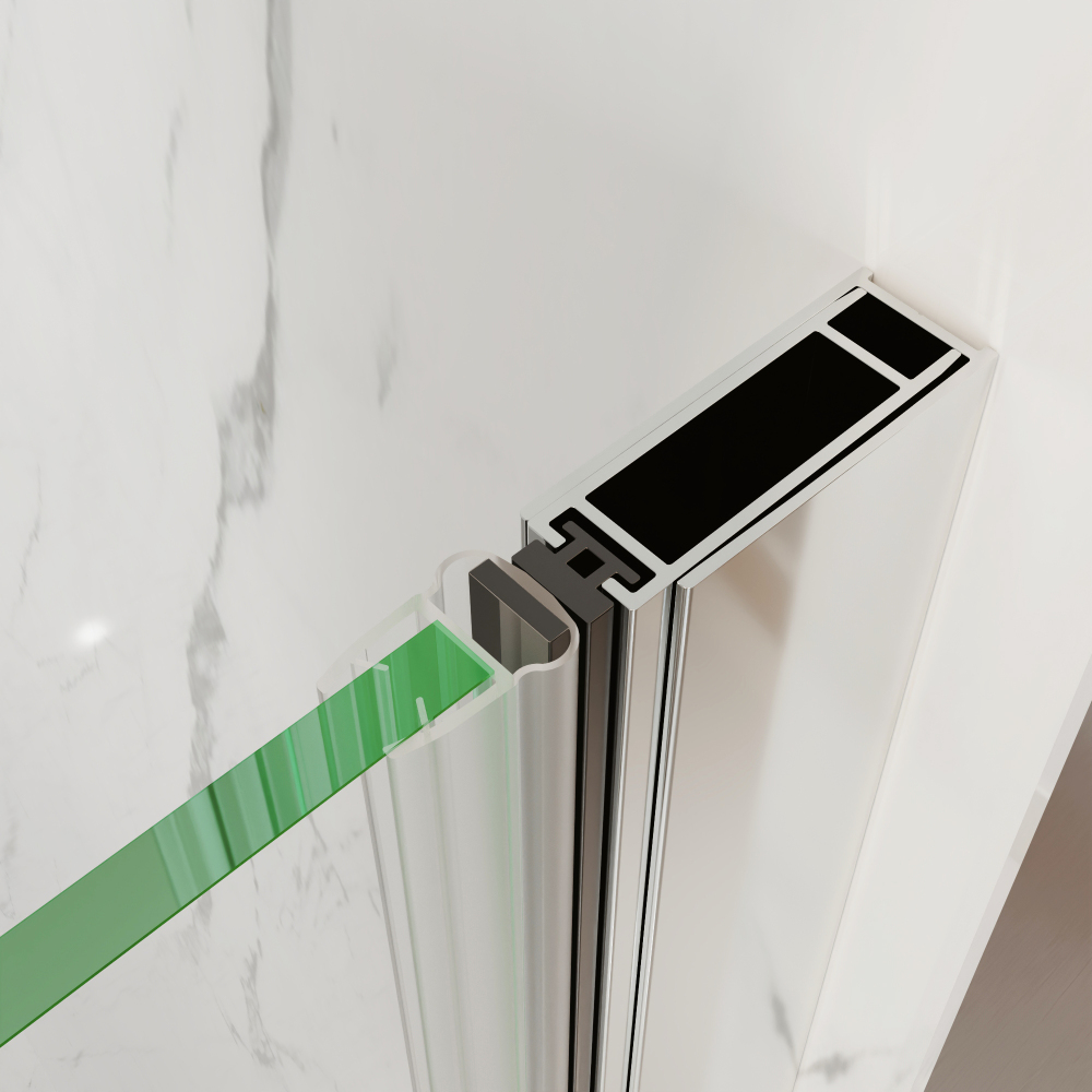 Xspracer 34 to 36 in. W x 72 in. H Bi-Fold Frameless Shower Door in Chrome with Clear Glass