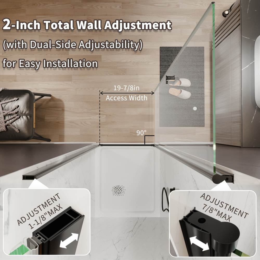 Xspracer 24 to 26 in. W x 72 in. H Pivot Swing Frameless Shower Door in Matte Black with Clear Glass