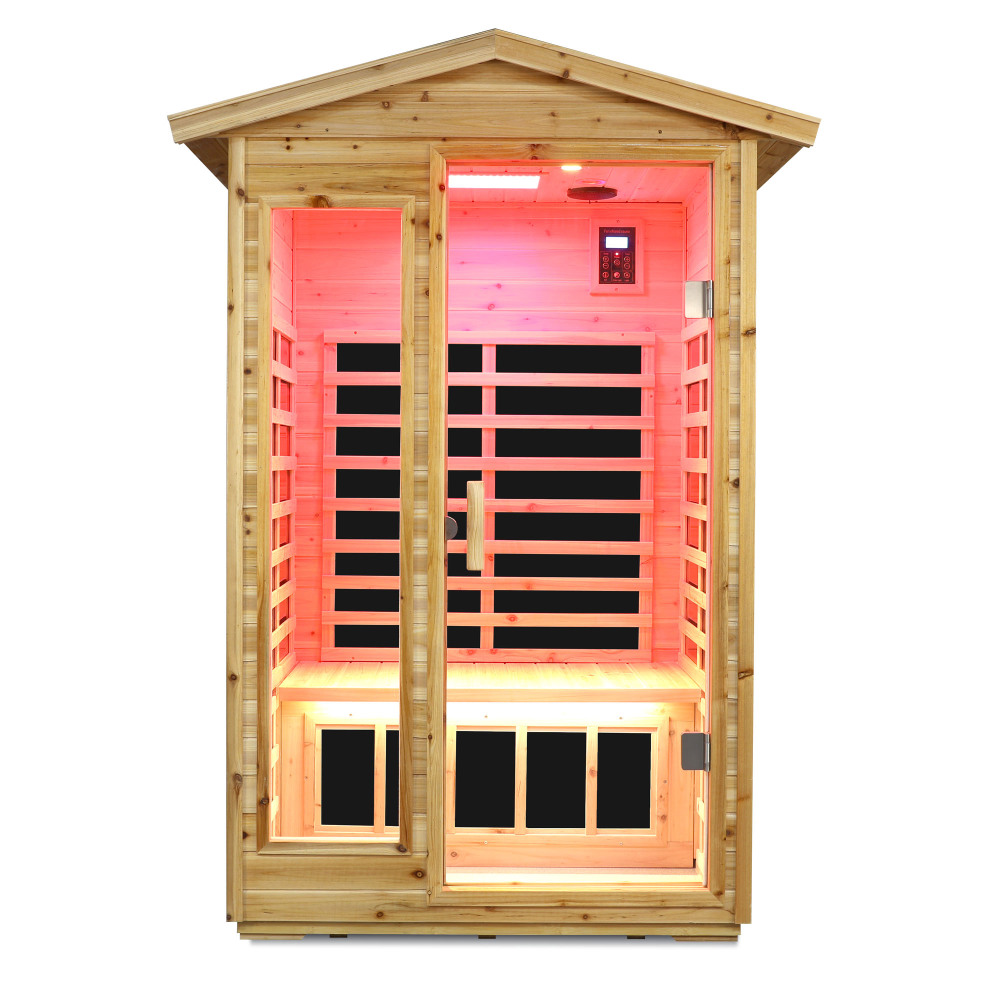 Moray 1-2 Person Outdoor Fir Infrared Sauna with 8 Far-infrared Carbon Crystal Heaters and Chromotherapy