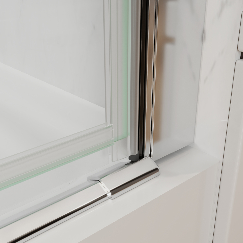 Xspracer 32 to 34 in. W x 72 in. H Bi-Fold Frameless Shower Door in Chrome with Clear Glass