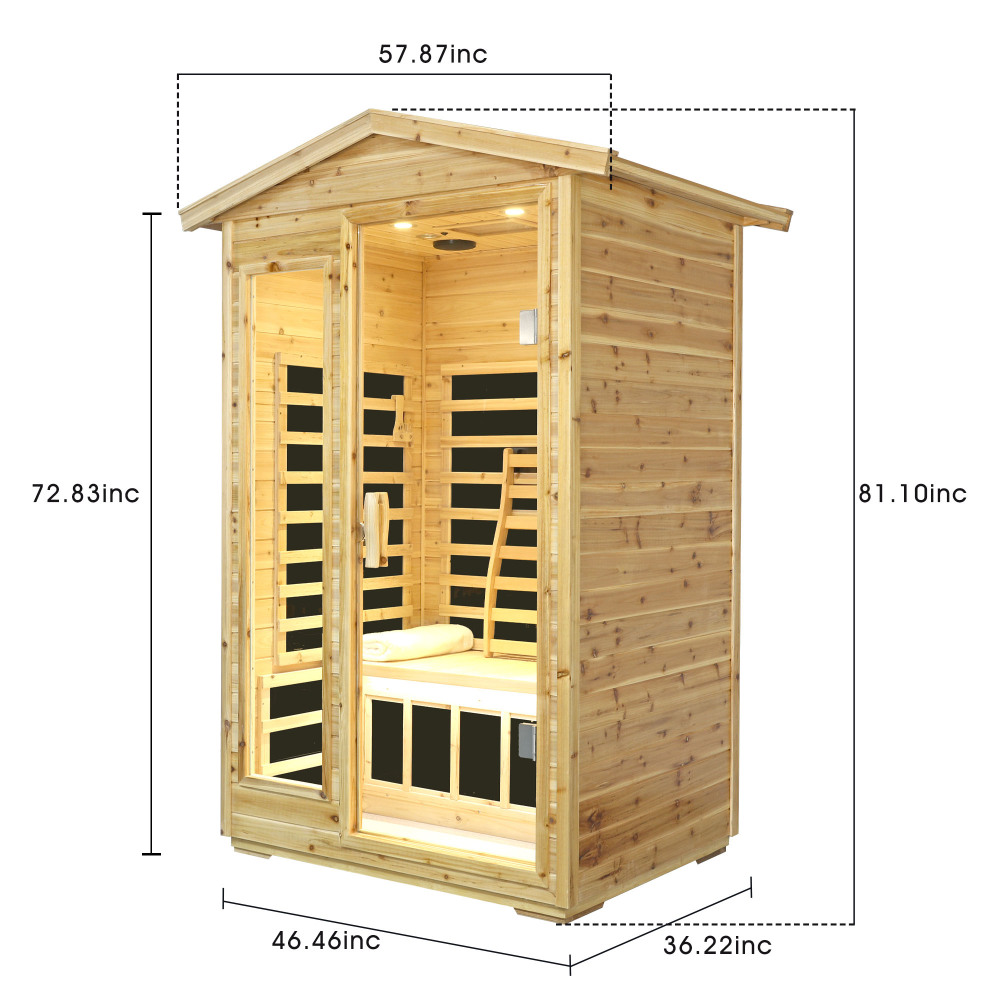 Moray 1-2 Person Outdoor Fir Infrared Sauna with 8 Far-infrared Carbon Crystal Heaters and Chromotherapy