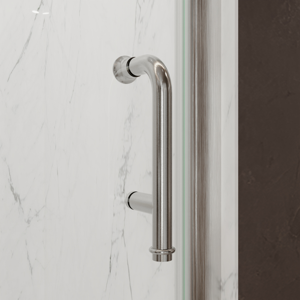 Xspracer 36 to 38 in. W x 72 in. H Bi-Fold Frameless Shower Door in Brushed Nickel with Clear Glass