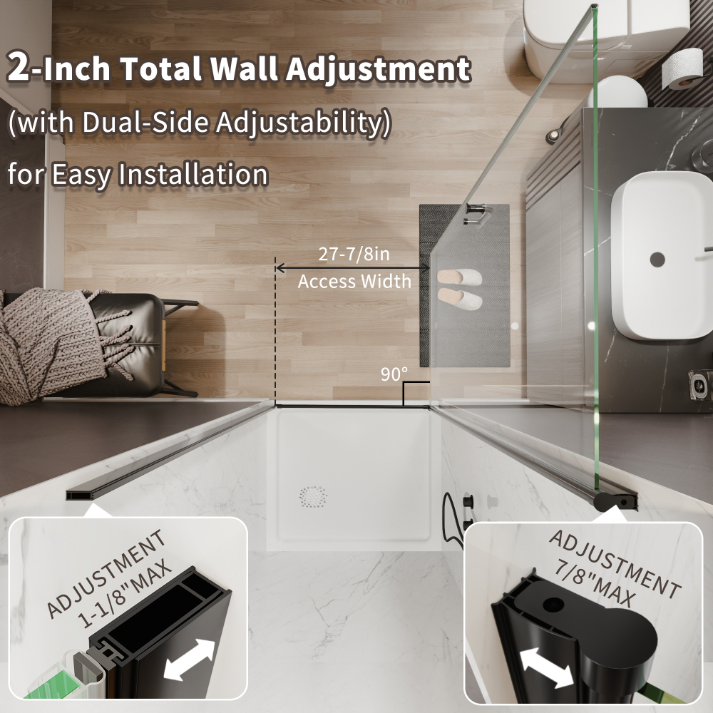 Xspracer 32 to 34 in. W x 72 in. H Pivot Swing Frameless Shower Door in Matte Black with Clear Glass