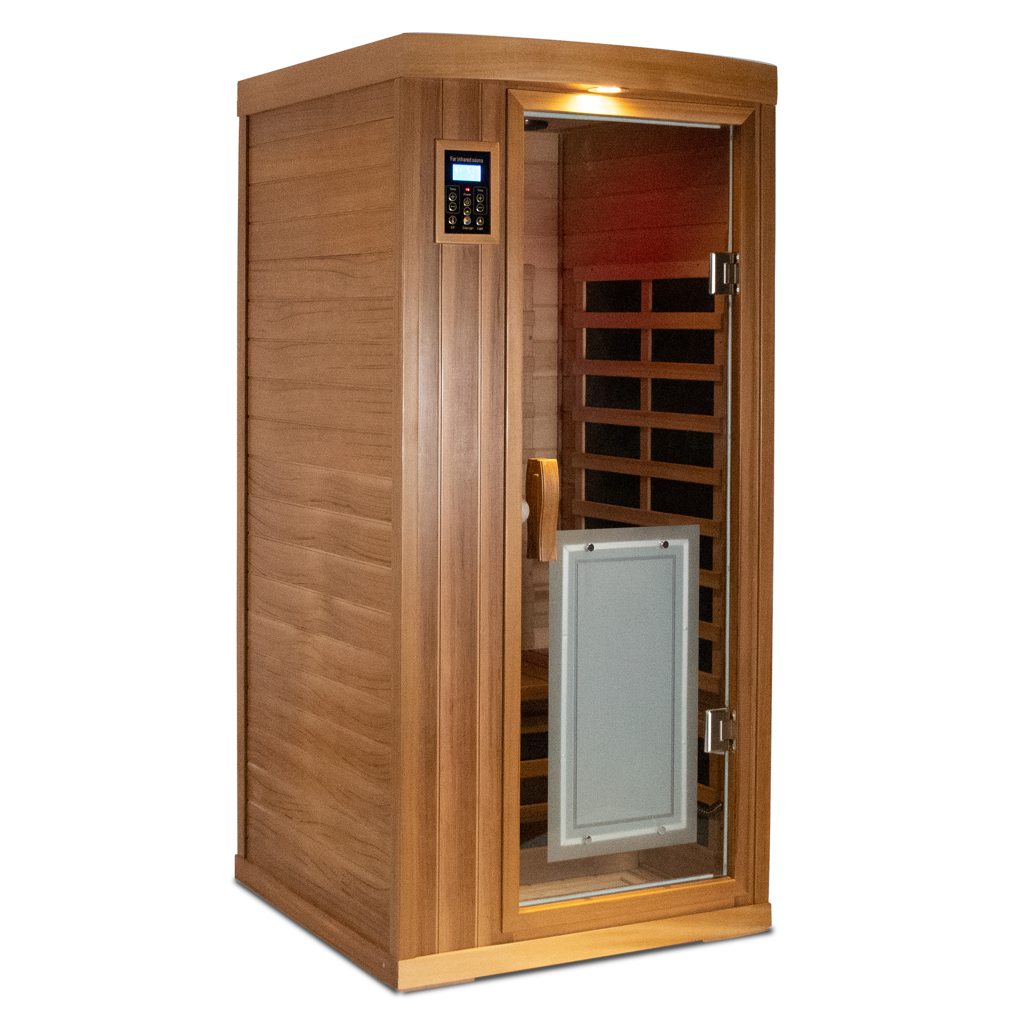 Moray 1-Person Indoor Red Cedar Infrared Sauna with 8 Far-Infrared Carbon Crystal Heaters and Chromotherapy