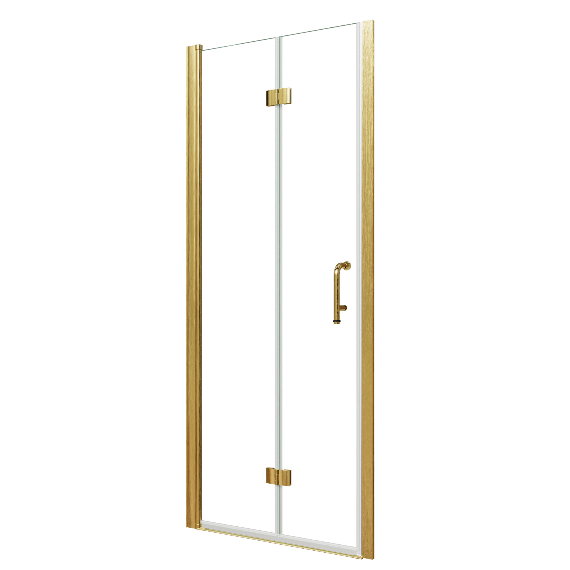 Xspracer 30 to 32 in. W x 72 in. H Bi-Fold Frameless Shower Door in Brushed Gold with Clear Glass