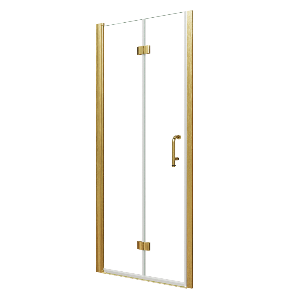 Xspracer 30 to 32 in. W x 72 in. H Bi-Fold Frameless Shower Door in Brushed Gold with Clear Glass