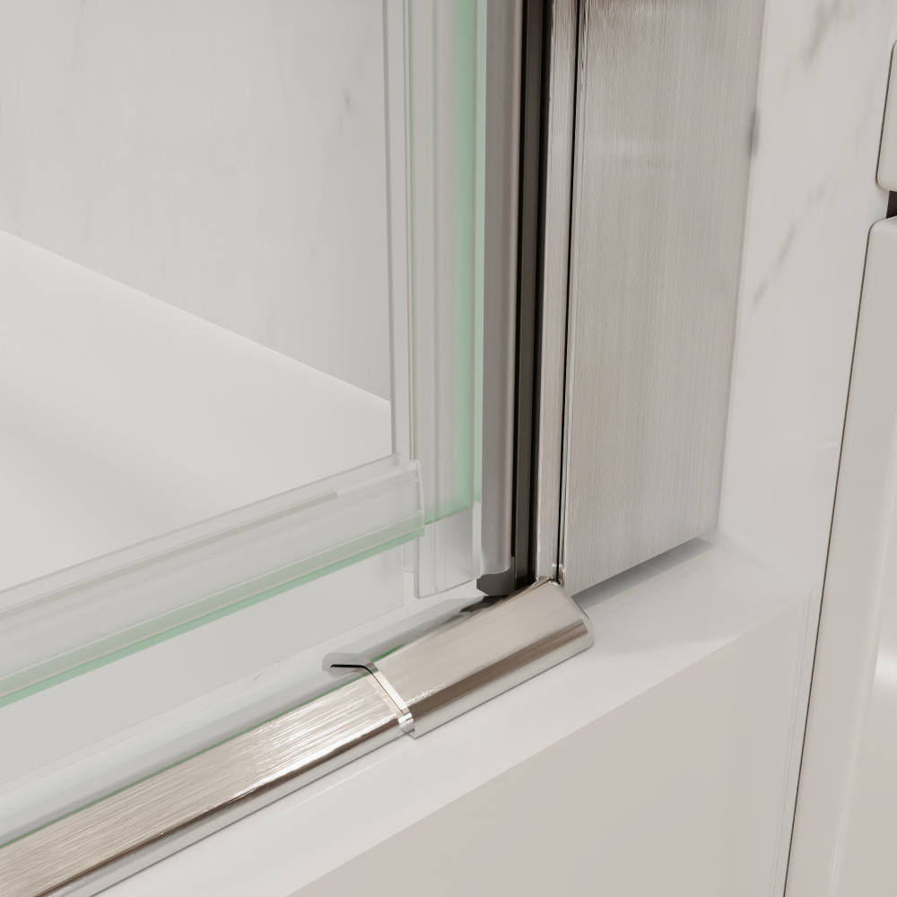 Xspracer 36 to 38 in. W x 72 in. H Bi-Fold Frameless Shower Door in Brushed Nickel with Clear Glass