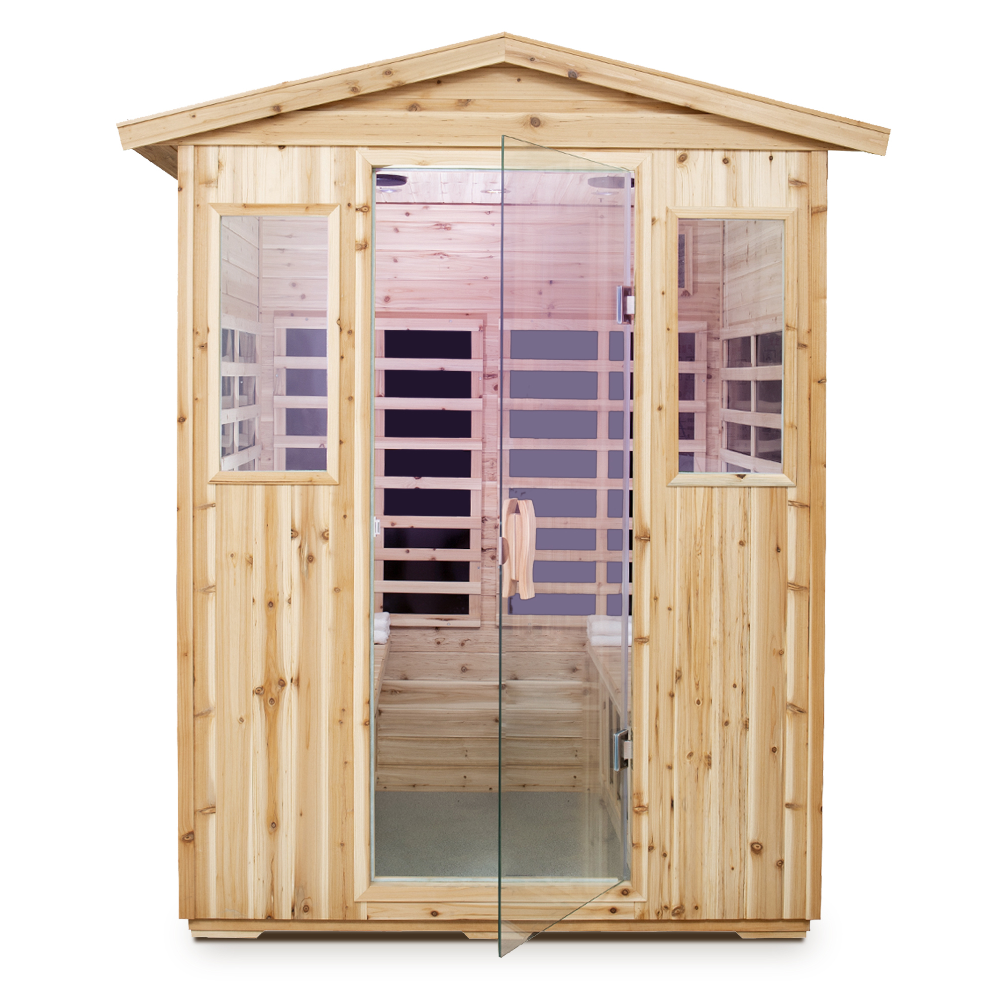 Moray 4-Person Outdoor Fir Infrared Sauna with 8 Far-Infrared Carbon Crystal Heaters and Chromotherapy