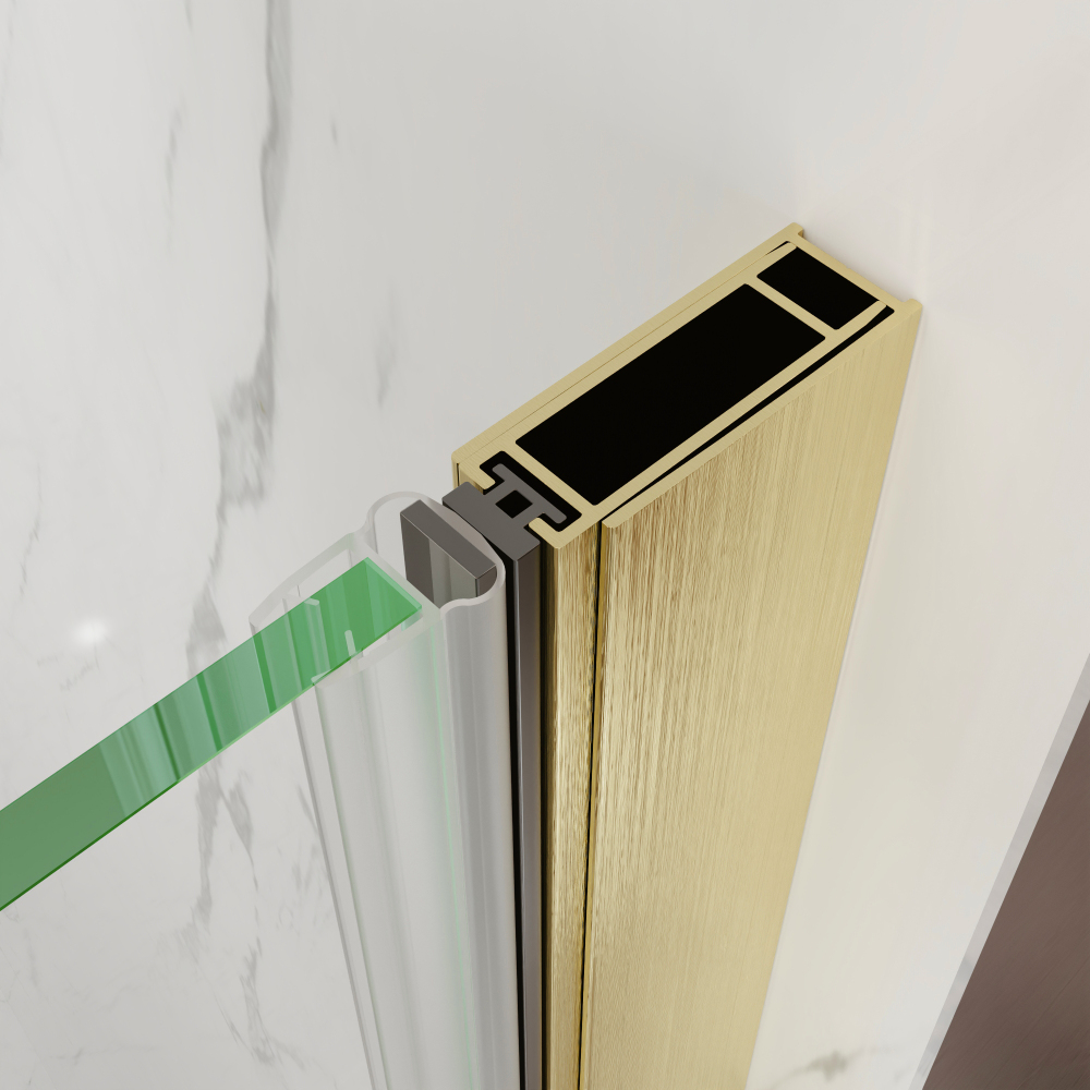 Xspracer 32 to 34 in. W x 72 in. H Pivot Swing Frameless Shower Door in Brushed Gold with Clear Glass