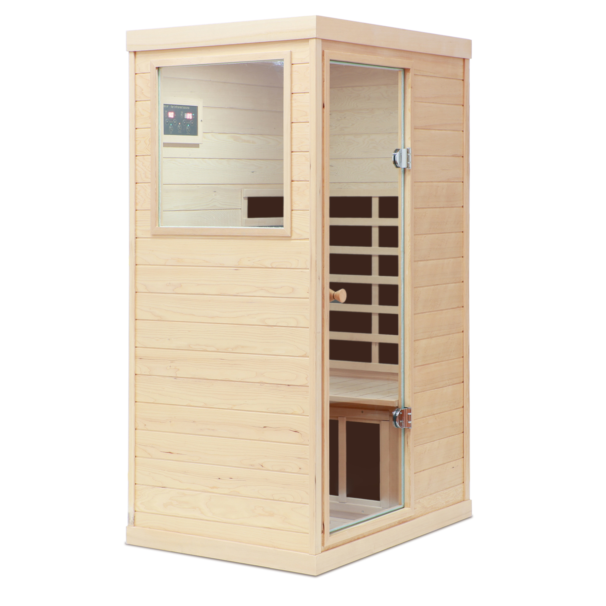 Moray 1-Person Indoor Hemlock Infrared Sauna with 6 Far-Infrared Carbon Heaters and Bluetooth Speakers