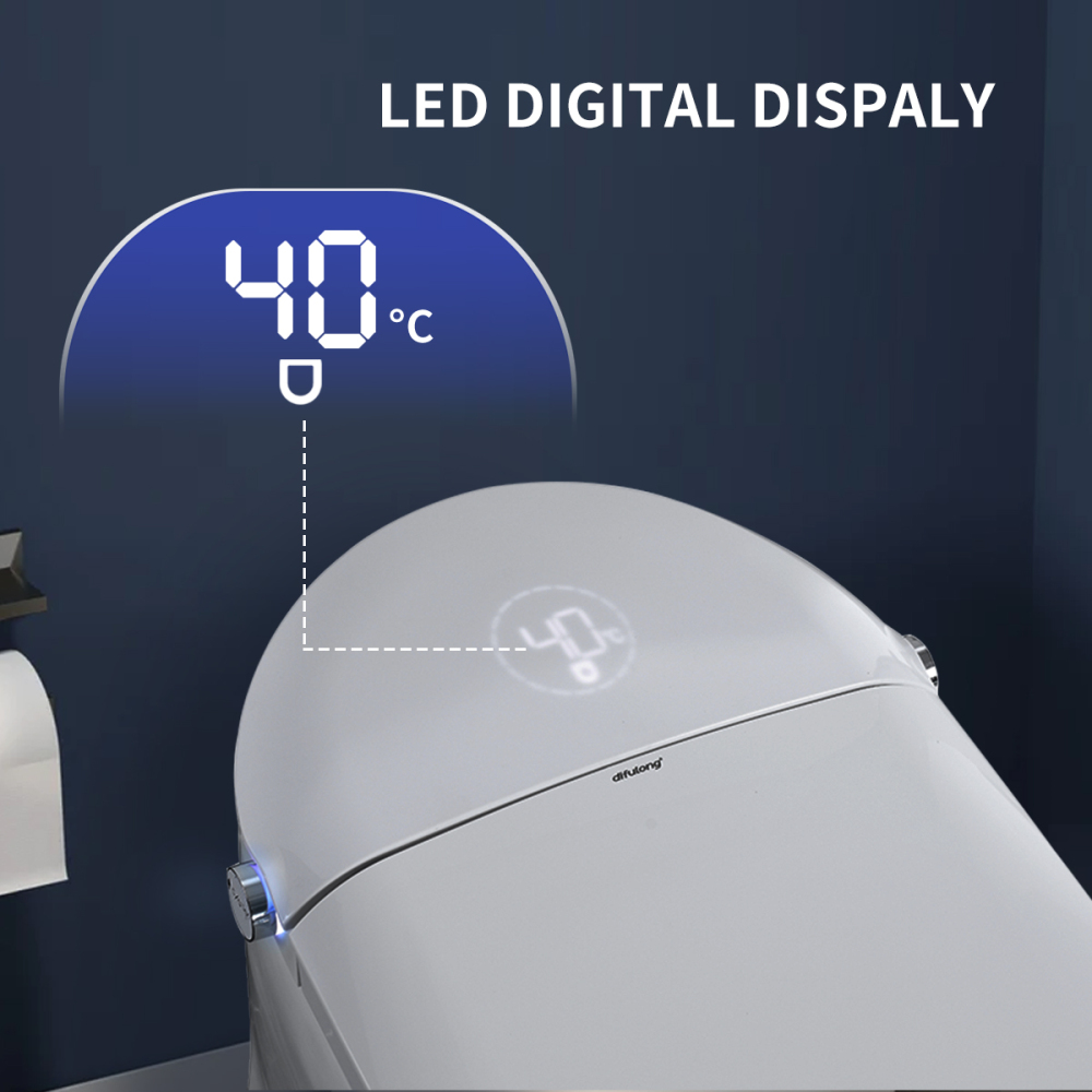 Elongated Smart Bidet Toilet 1.28 GPF in White with Auto Open/Close, Heated Seat, Warm Water Wash, and Dryer