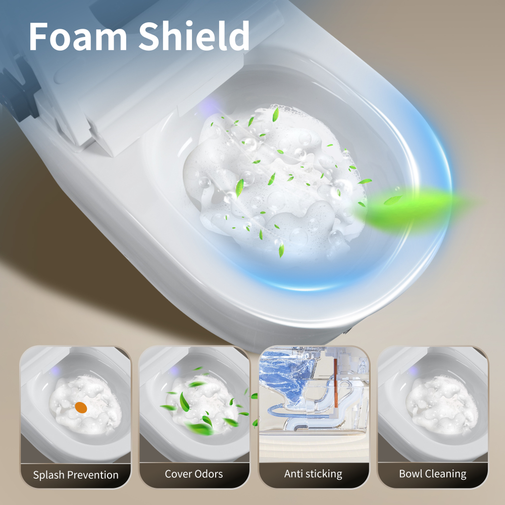 Elongated Smart Bidet Toilet 1.28 GPF in White with Auto Open/Close, Heated Seat, Warm Water Wash, and Dryer