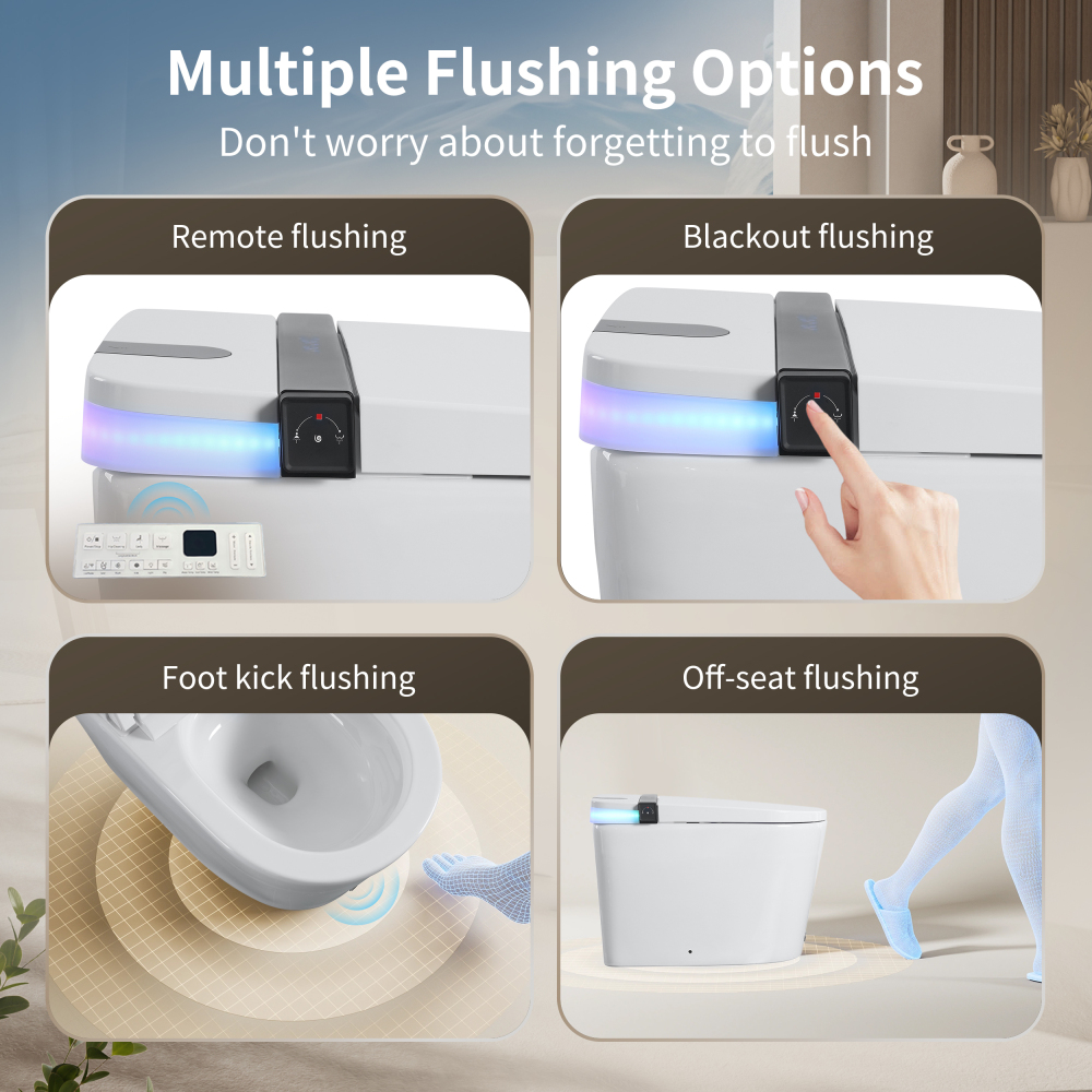 Elongated Smart Bidet Toilet 1.28 GPF in White with Auto Open/Close, Heated Seat, Warm Water Wash, and Dryer