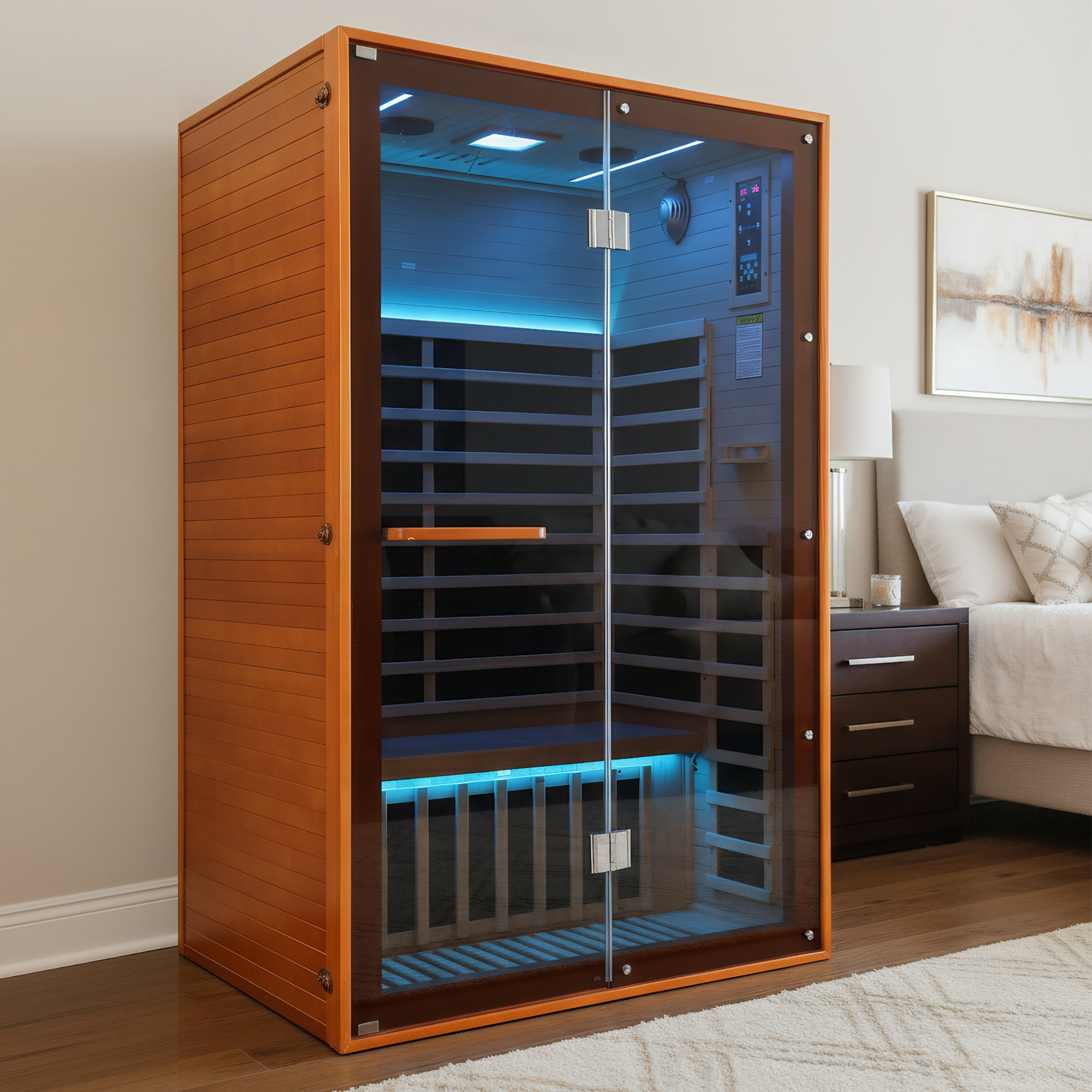 Moray 2-Person Indoor Hemlock Infrared Sauna with 7 Far-Infrared Carbon Crystal Heaters