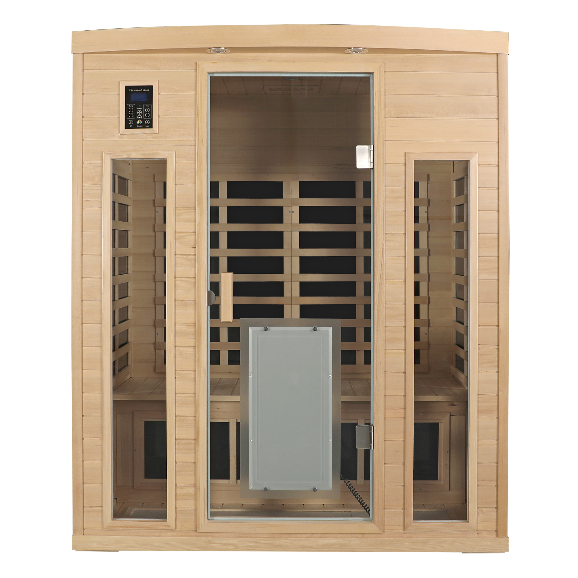 Moray 3-Person Indoor Infrared Sauna in Hemlock with Bluetooth Speakers, Reading Lights, 9-Heating Panels, 2130W