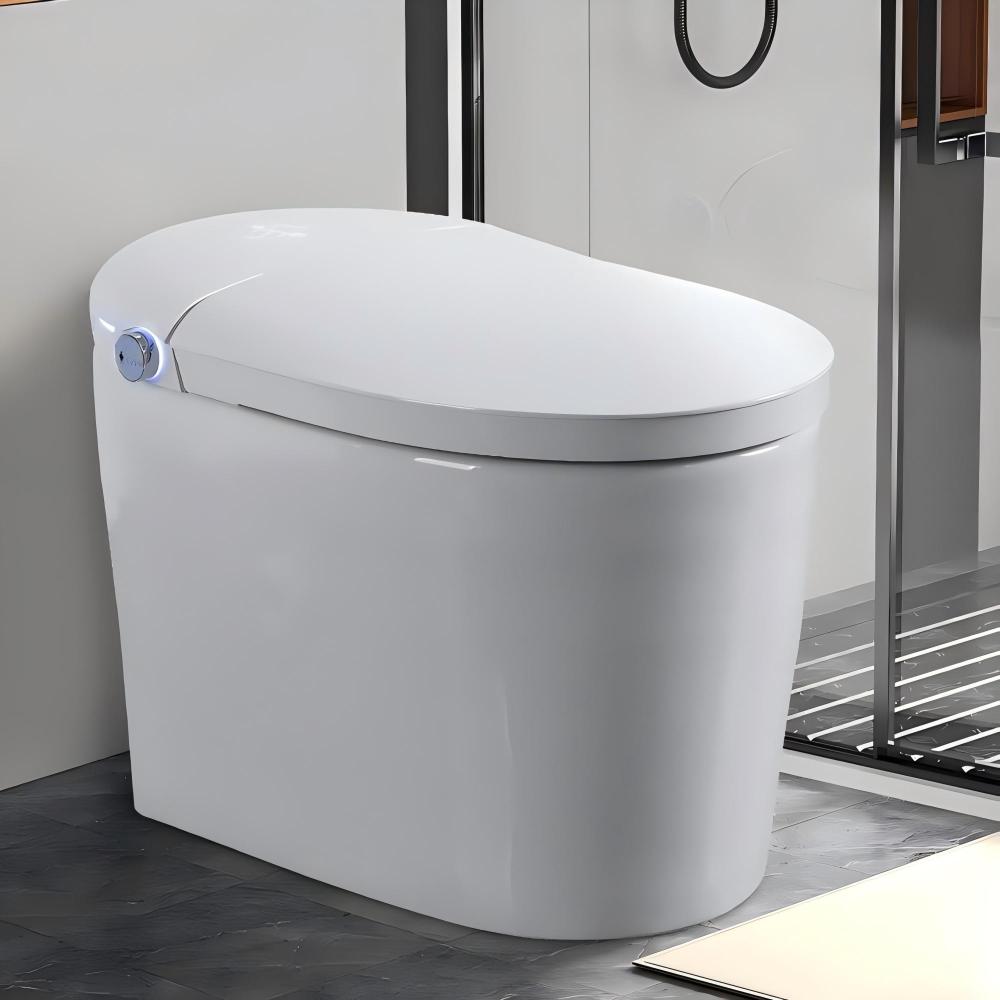 Elongated Smart Bidet Toilet 1.28 GPF in White with Auto Open/Close, Heated Seat, Warm Water Wash, and Dryer