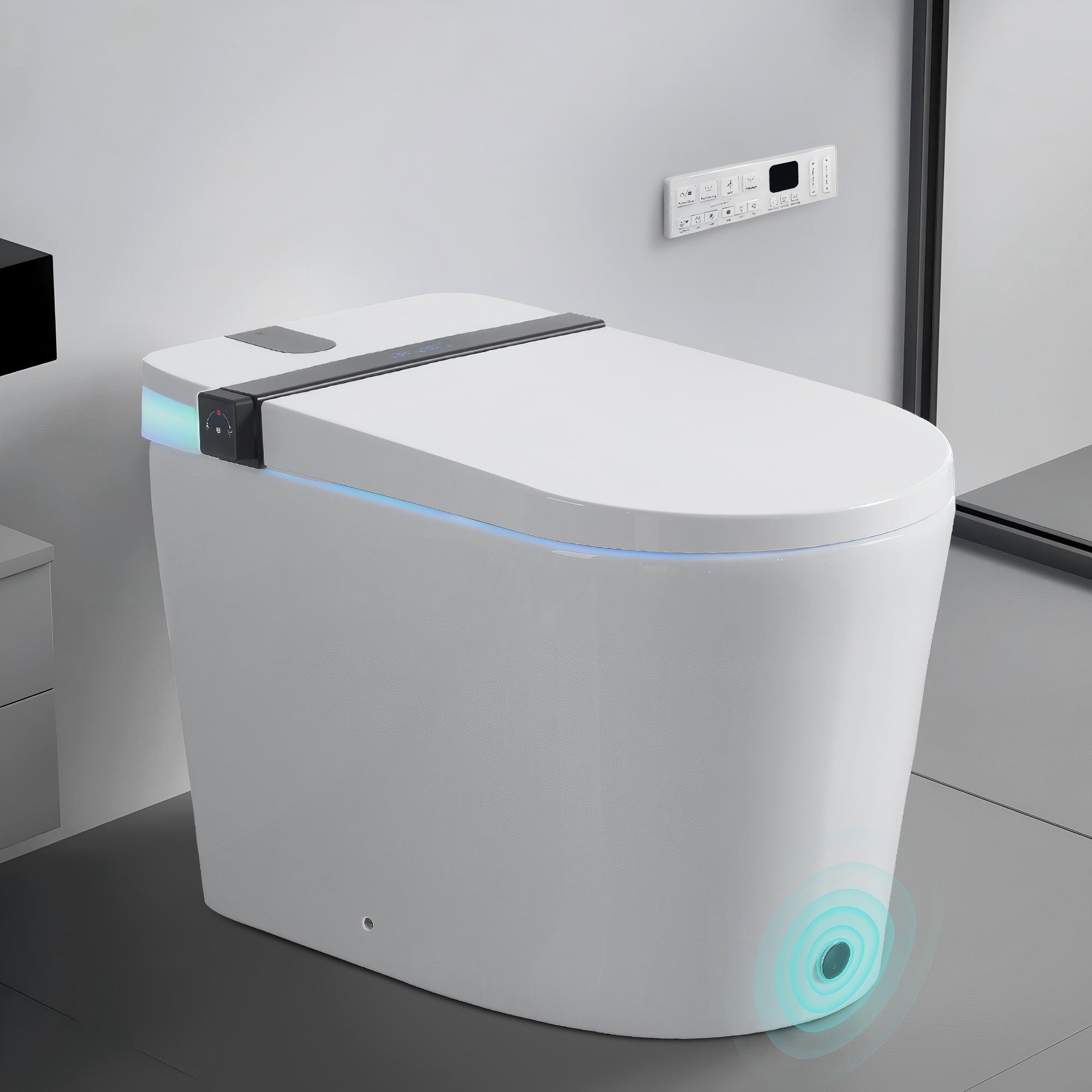 Elongated Smart Bidet Toilet 1.28 GPF in White with Auto Open/Close, Heated Seat, Warm Water Wash, and Dryer