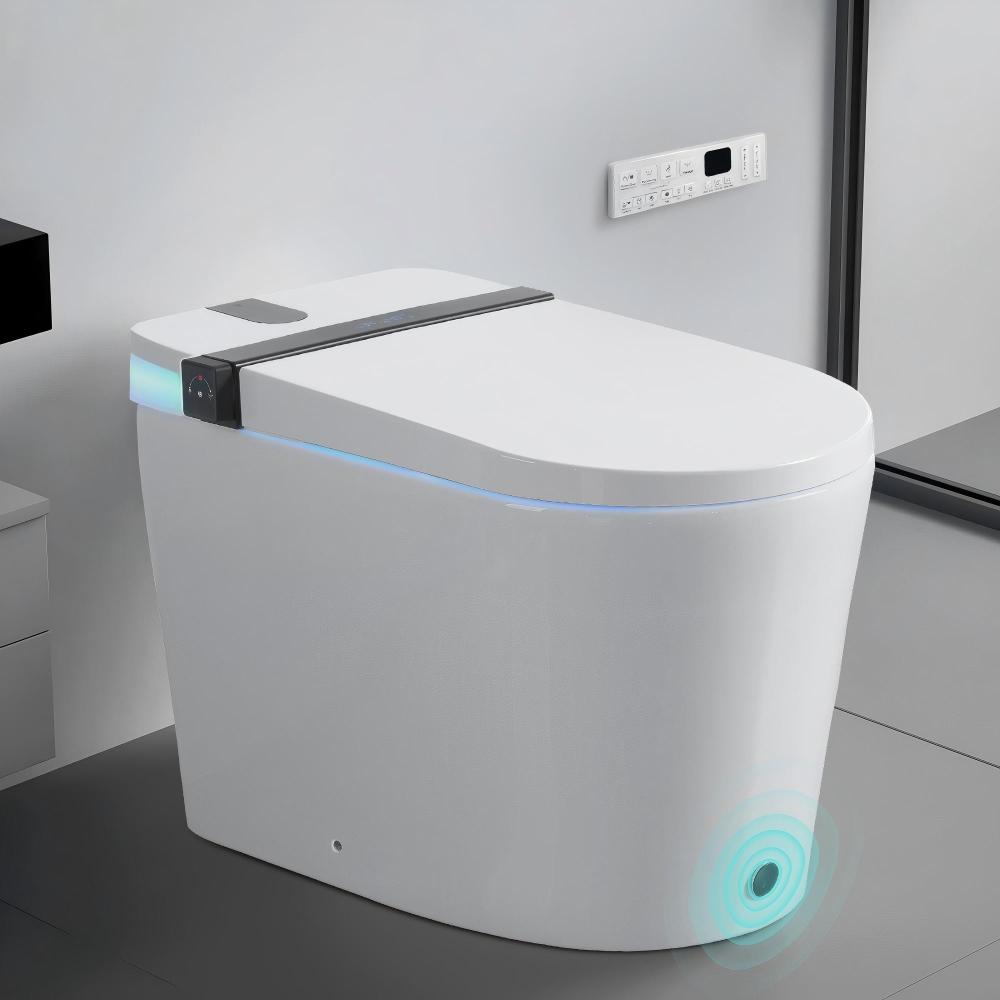 Elongated Smart Bidet Toilet 1.28 GPF in White with Auto Open/Close, Heated Seat, Warm Water Wash, and Dryer