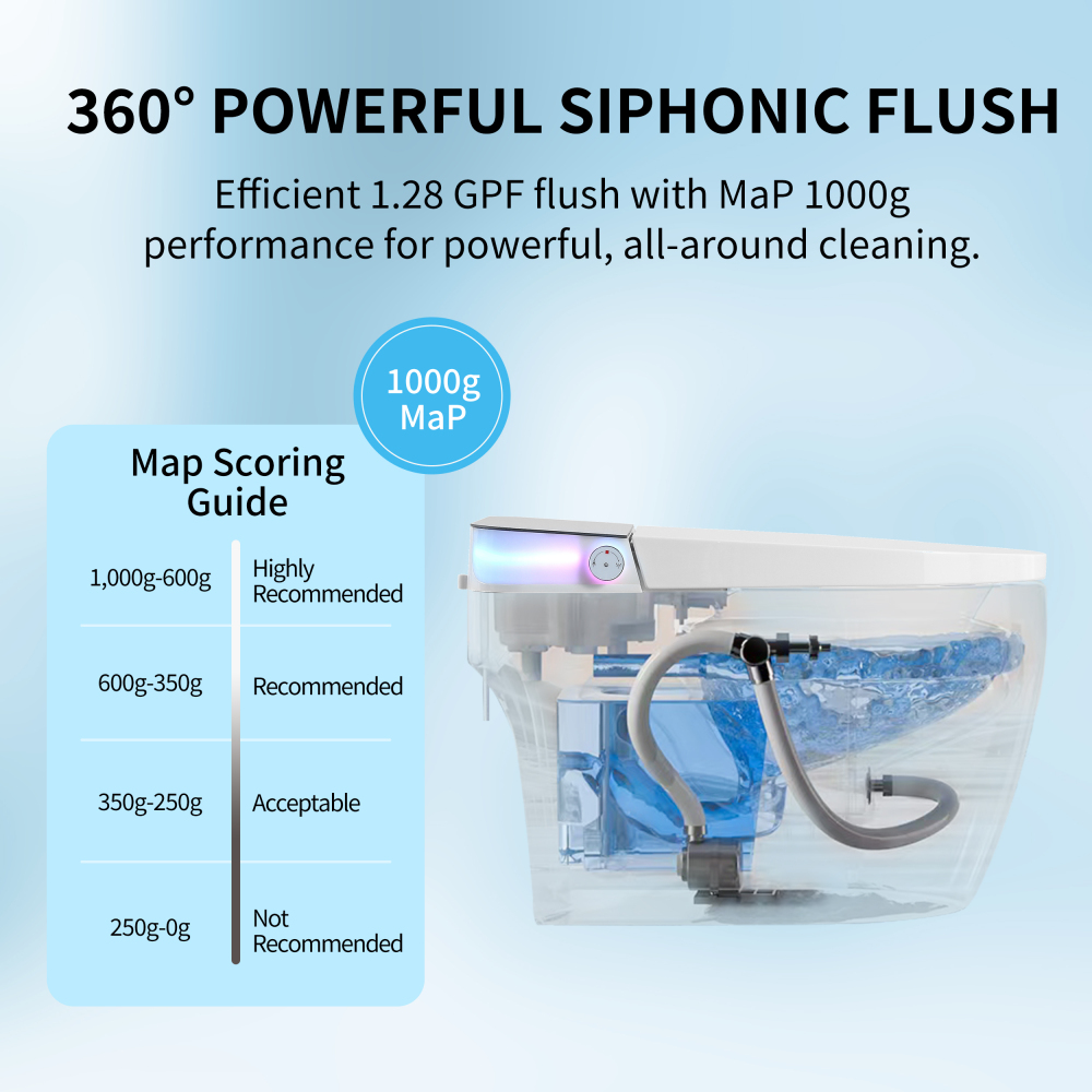 Elongated Smart Bidet Toilet 1.28 GPF in White with Auto Open/Close, Water Tank, Heated Seat, Warm Water Wash, UV Light