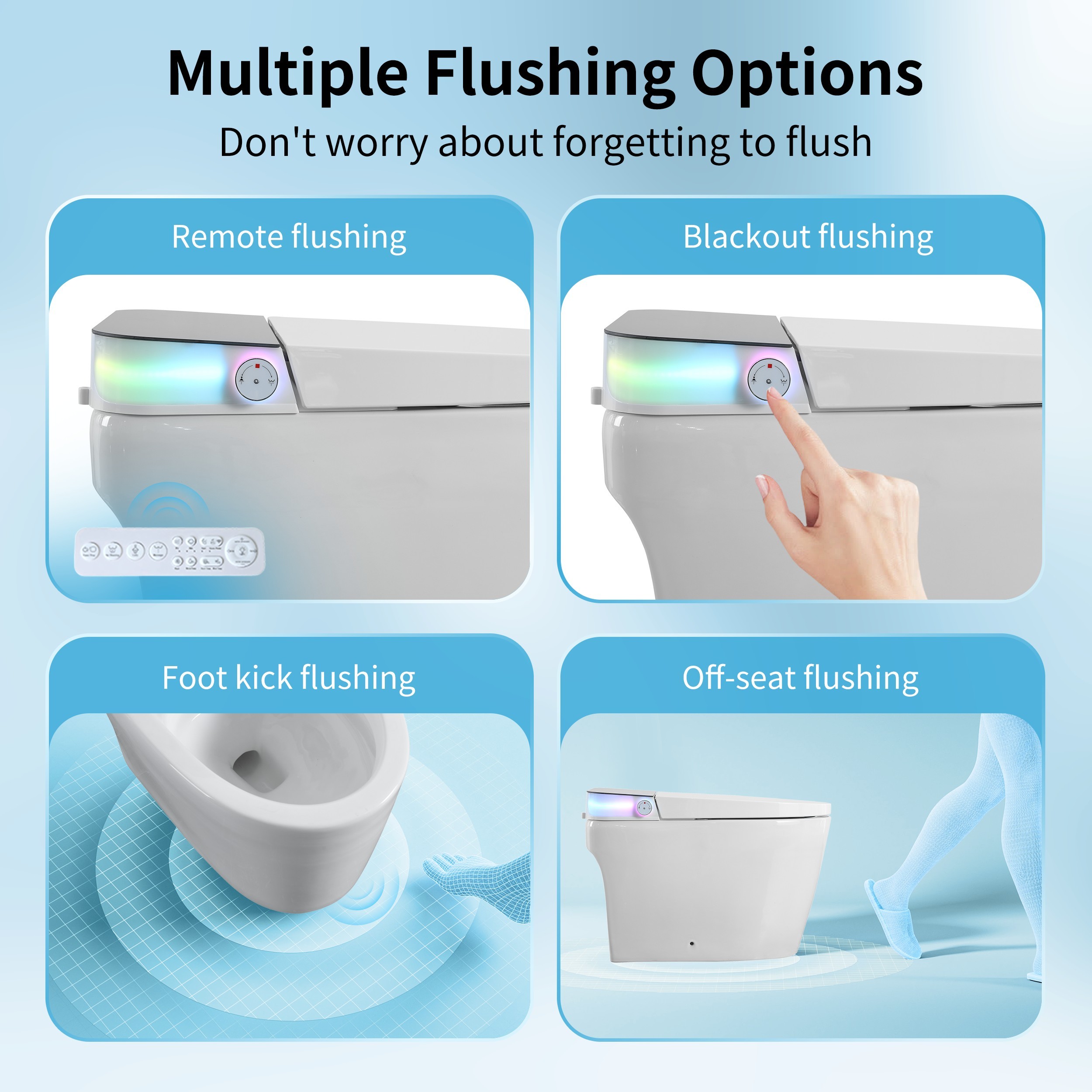 Elongated Smart Bidet Toilet 1.28 GPF in White with Auto Open/Close, Water Tank, Heated Seat, Warm Water Wash, UV Light