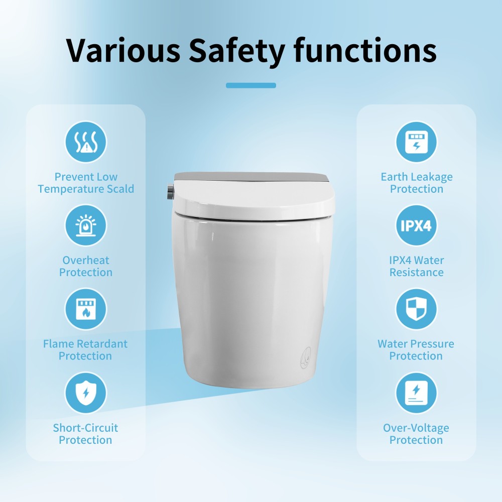 Elongated Smart Bidet Toilet 1.28 GPF in White with Auto Open/Close, Water Tank, Heated Seat, Warm Water Wash, UV Light