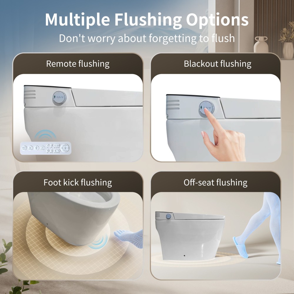 Elongated Smart Bidet Toilet 1.28 GPF in Black with Heated Seat, Adjustable Temp, Warm Water Wash, and Dryer