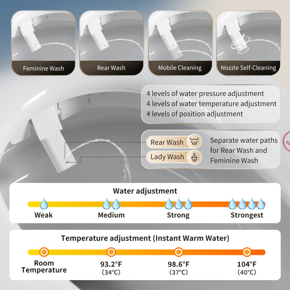 Elongated Smart Bidet Toilet 1.28 GPF in Black with Auto Open/Close, Heated Seat, Warm Water Wash, and Dryer