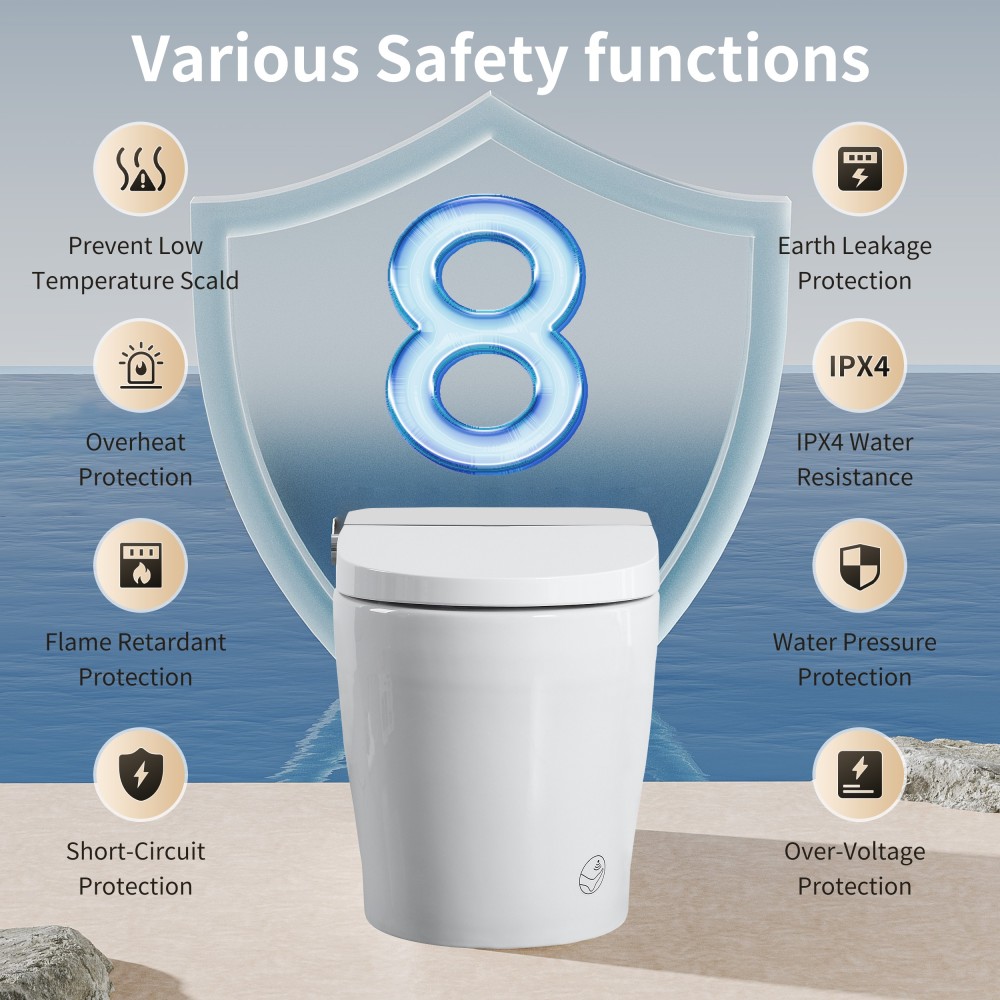 Elongated Smart Bidet Toilet 1.28 GPF in White with Auto Open/Close, Heated Seat, Warm Water Wash, and Dryer