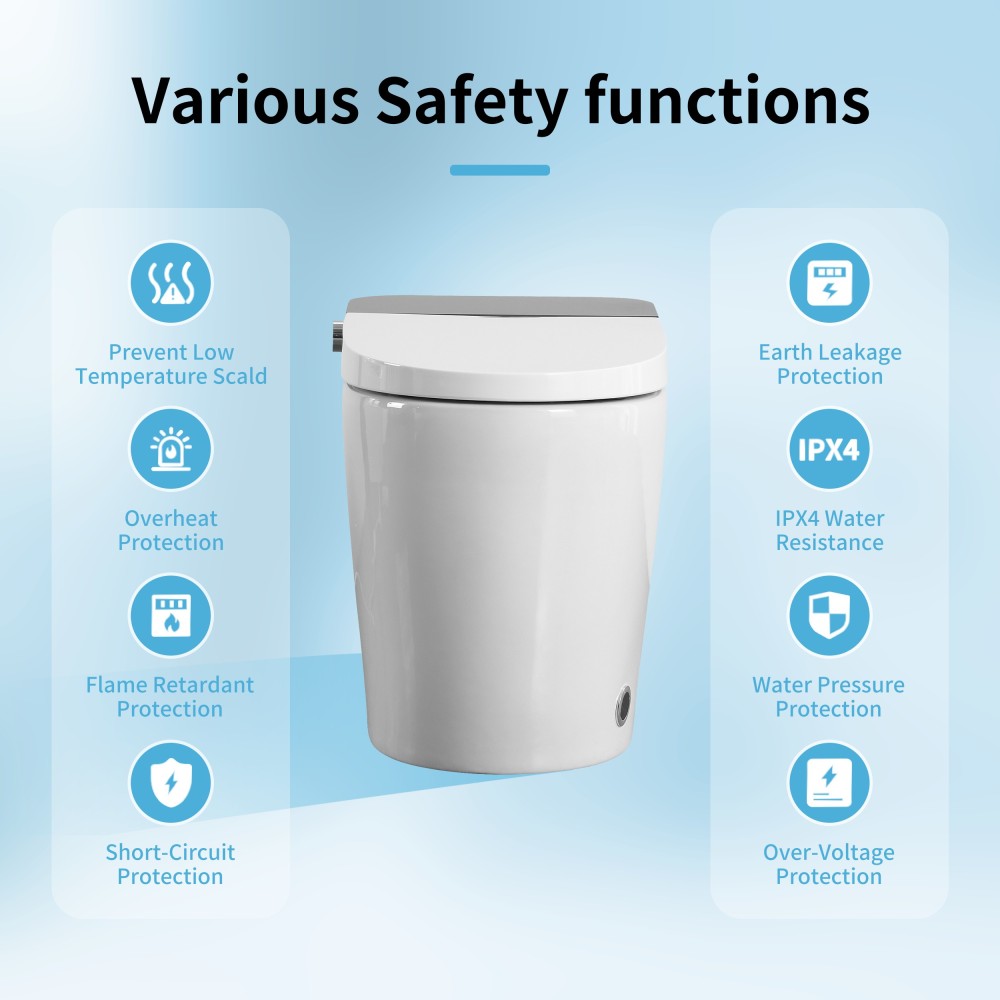 Elongated ADA Smart Bidet Toilet 1.28 GPF in White with Auto Open/Close, Water Tank, Heated Seat, Warm Water Wash, Dryer