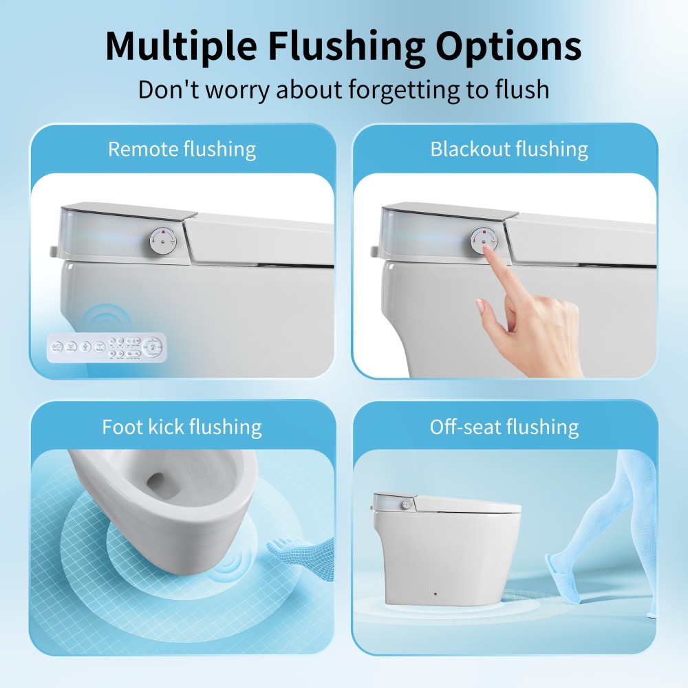 Elongated ADA Smart Bidet Toilet 1.28 GPF in White with Auto Open/Close, Water Tank, Heated Seat, Warm Water Wash, Dryer