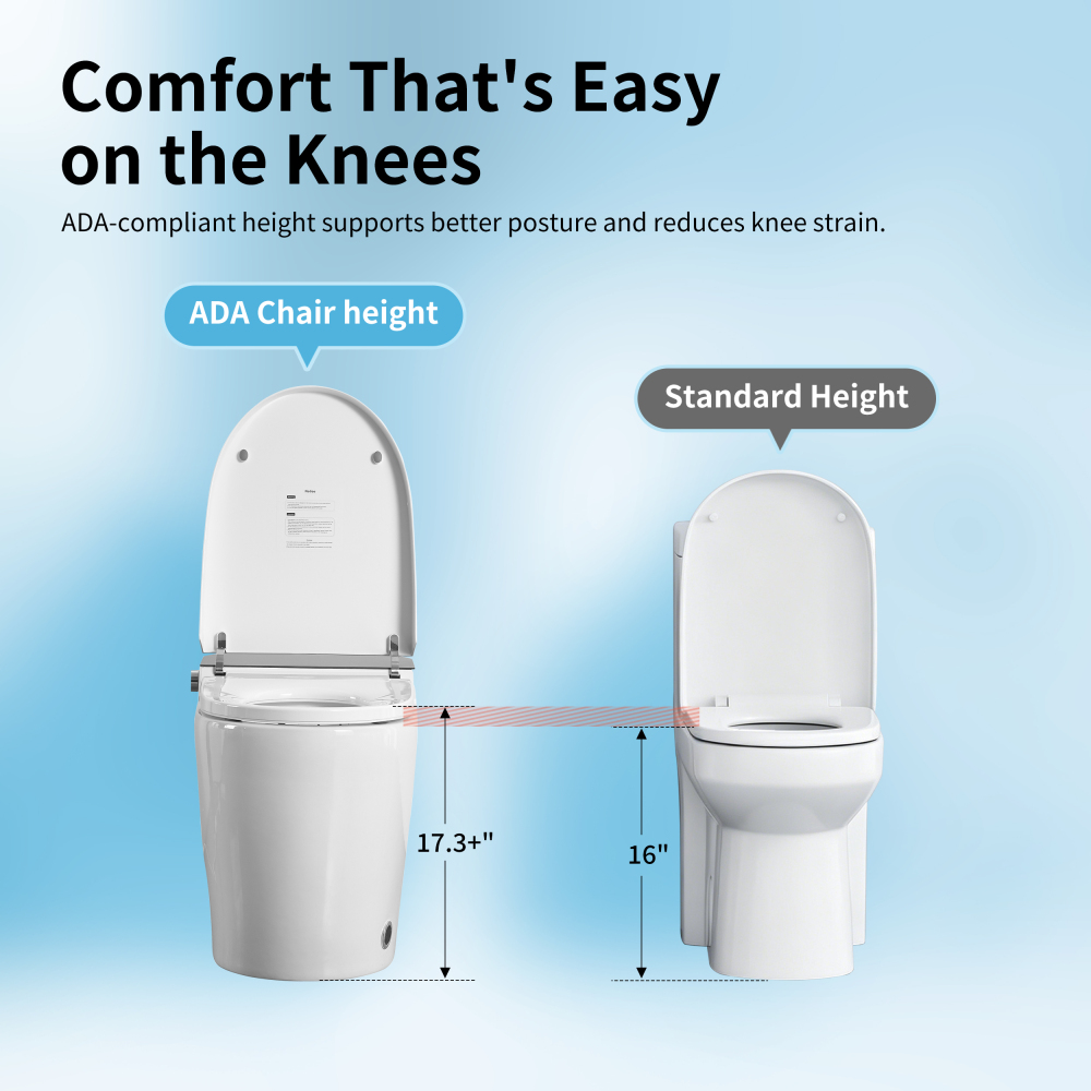 Elongated ADA Smart Bidet Toilet 1.28 GPF in White with Auto Open/Close, Water Tank, Heated Seat, Warm Water Wash, Dryer