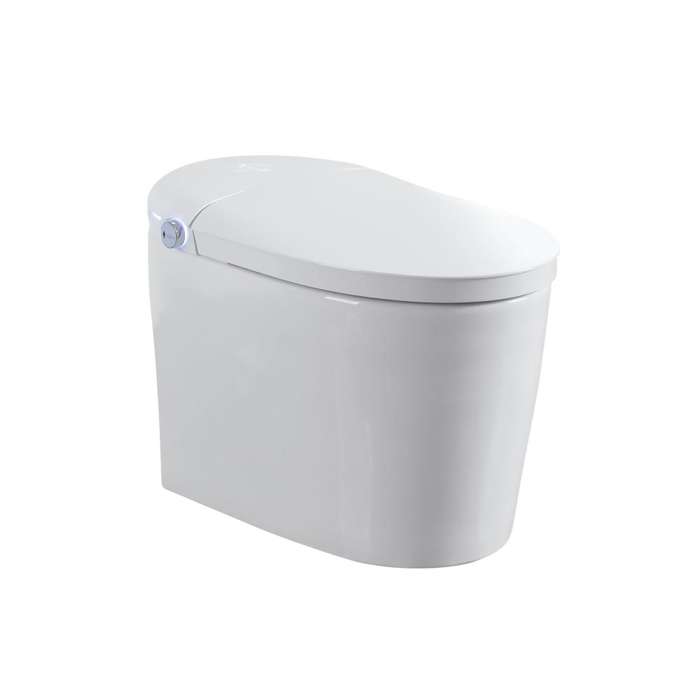 Elongated Smart Bidet Toilet 1.28 GPF in White with Auto Open/Close, Heated Seat, Warm Water Wash, and Dryer