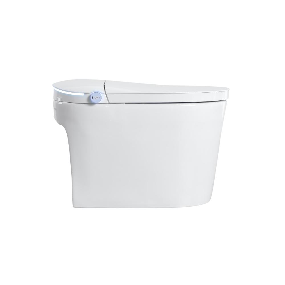 Elongated Smart Bidet Toilet 1.28 GPF in White with Auto Open/Close, Heated Seat, Warm Water Wash, and Dryer
