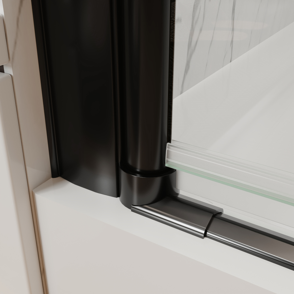 Xspracer 32 to 34 in. W x 72 in. H Pivot Swing Frameless Shower Door in Matte Black with Clear Glass