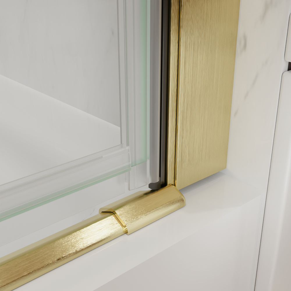 Xspracer 30 to 32 in. W x 72 in. H Bi-Fold Frameless Shower Door in Brushed Gold with Clear Glass