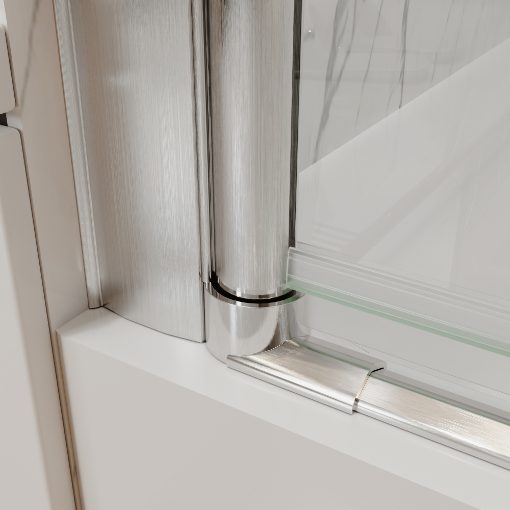 Xspracer 36 to 38 in. W x 72 in. H Bi-Fold Frameless Shower Door in Brushed Nickel with Clear Glass