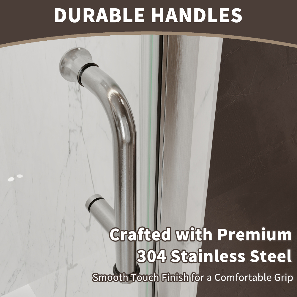 Xspracer 30 to 32 in. W x 72 in. H Bi-Fold Frameless Shower Door in Brushed Nickel with Clear Glass