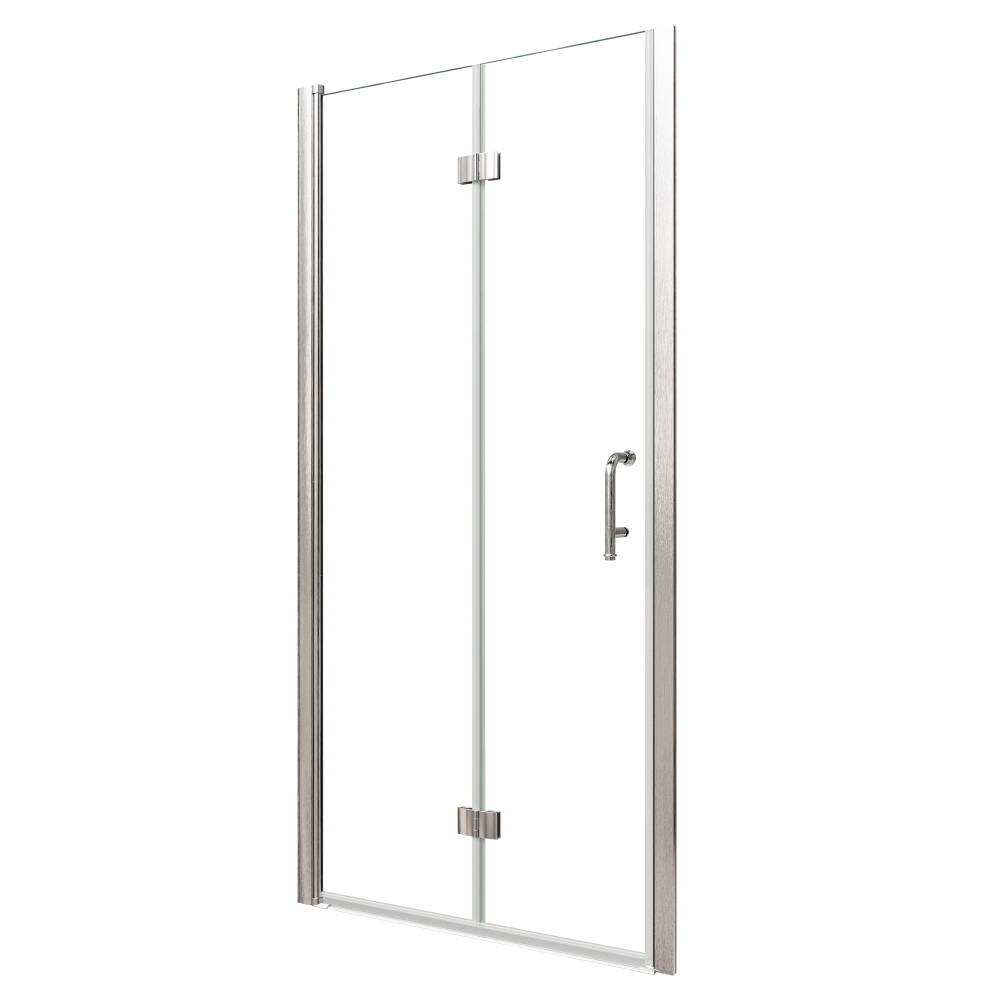 Xspracer 36 to 38 in. W x 72 in. H Bi-Fold Frameless Shower Door in Brushed Nickel with Clear Glass