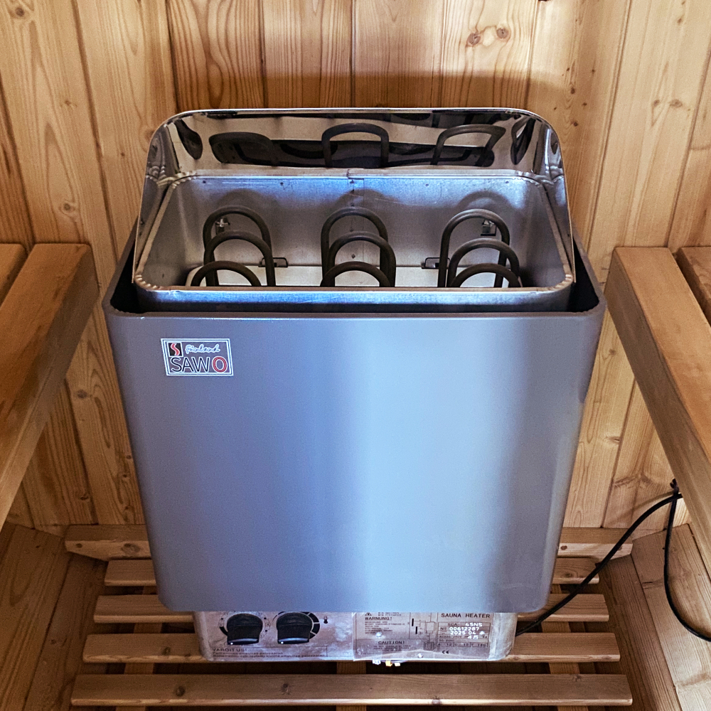 Moray 4-Person Outdoor Round Steam Wet/Dry Sauna with 1 Metal Stove, 1 LED Explosion-Proof Lamp