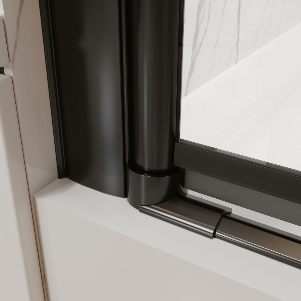 Xspracer 30 to 32 in. W x 72 in. H Bi-Fold Frameless Shower Door in Matte Black with Clear Glass
